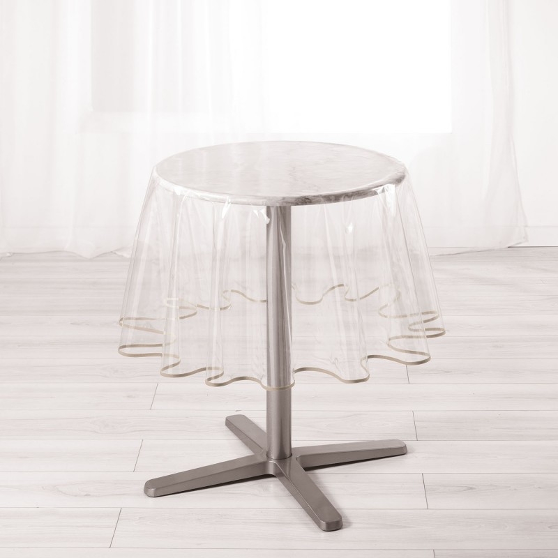 Nappe ronde  transparente ourlet coloré — vue 5