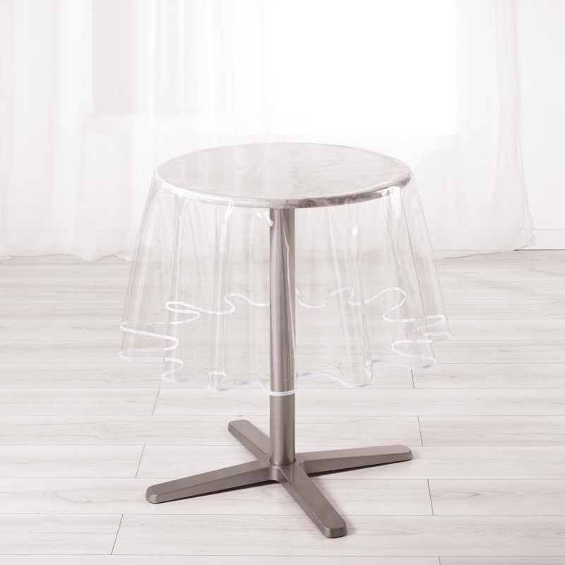 Nappe ronde  transparente ourlet coloré — vue 4