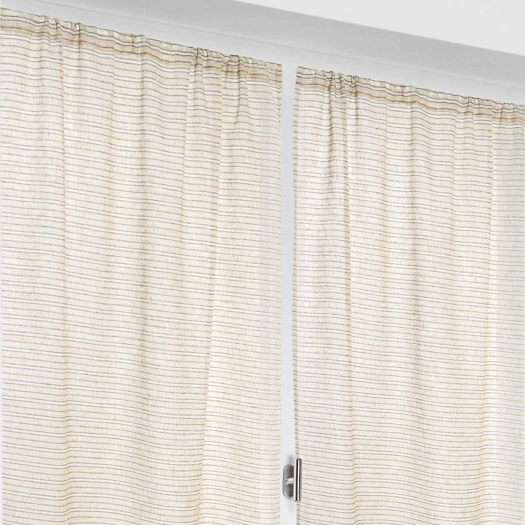 Paire de petits voilages poly-lin-coton à fines rayures — vue 3