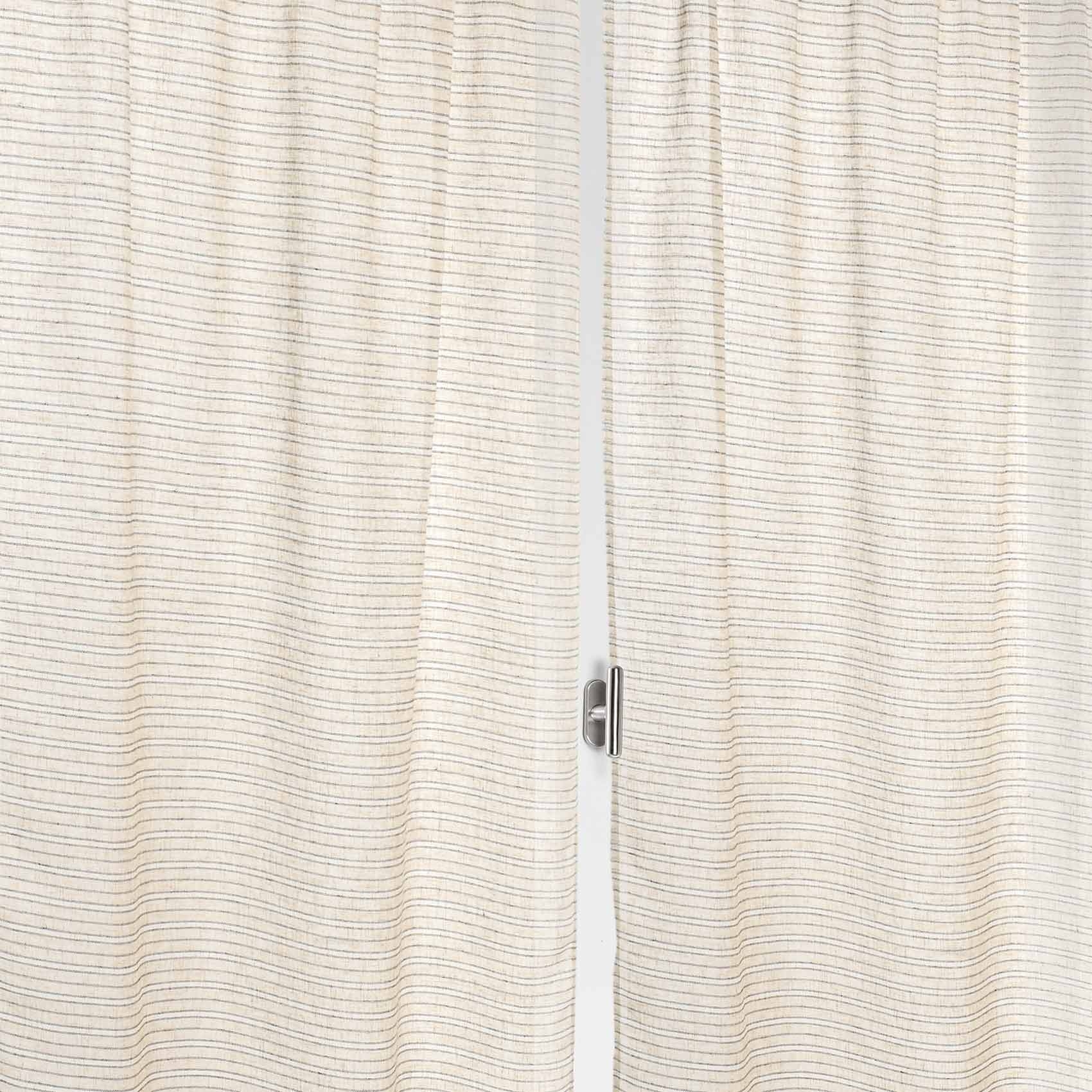 Paire de petits voilages poly-lin-coton à fines rayures — vue 4