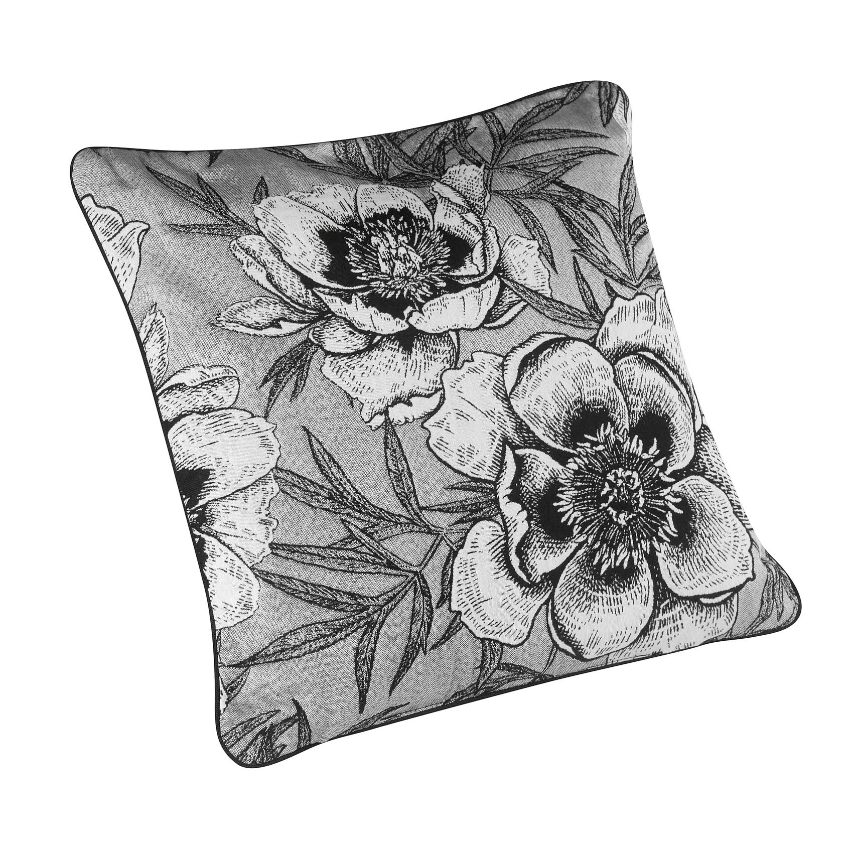 Coussin passepoilé aux impressions florales
