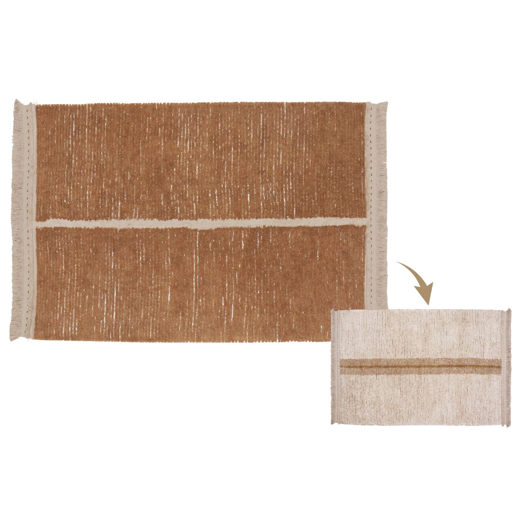 Tapis lavable réversible caramel duo