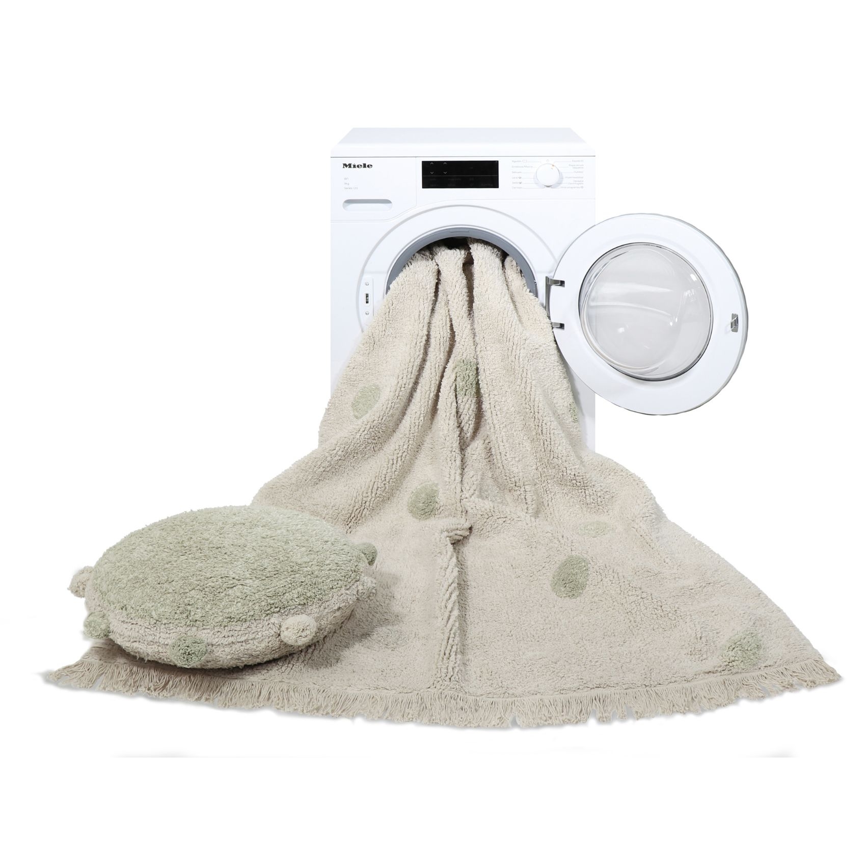 Tapis lavable hippy dots naturel — vue 3