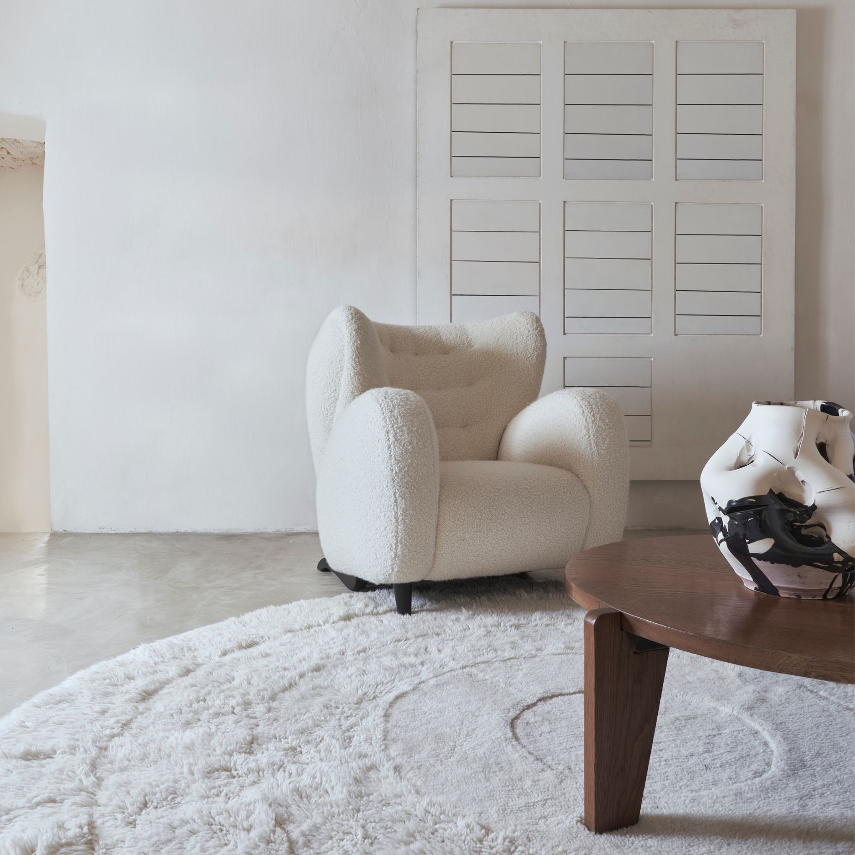 Tapis rond lavable en laine cercle arctique — vue 3