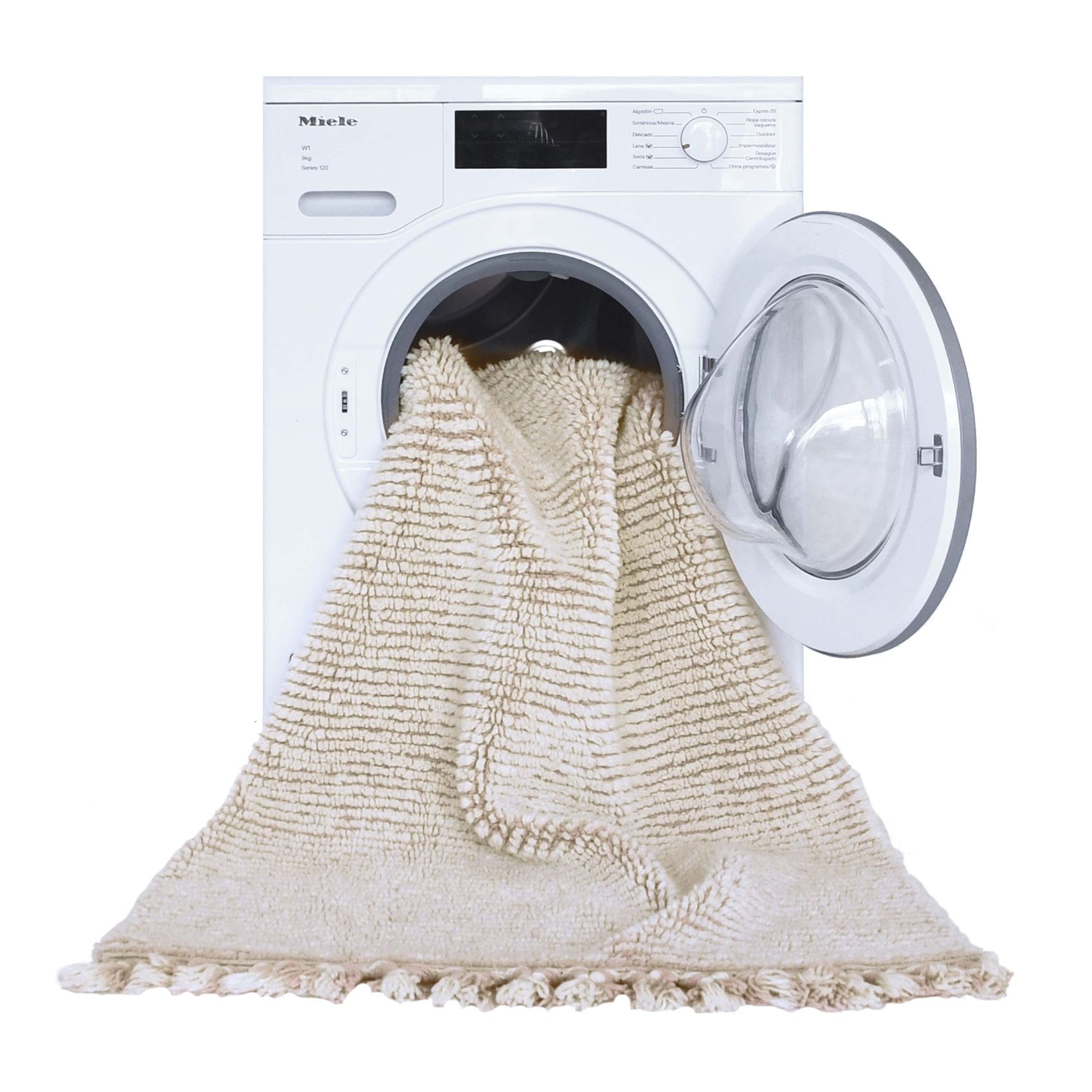 Tapis de couloir lavable en laine koa grès — vue 3