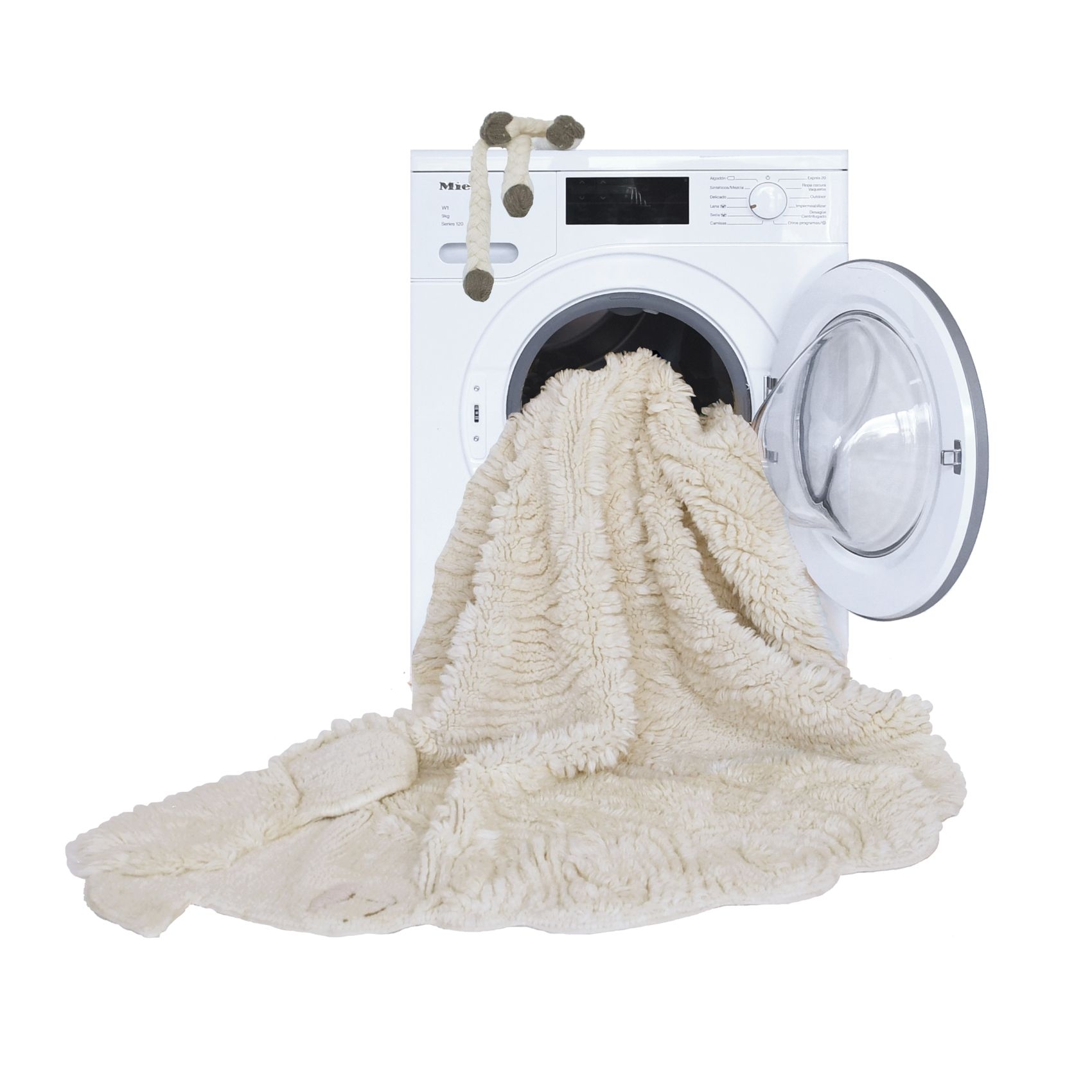 Tapis lavable en laine mouton au nez rose — vue 3