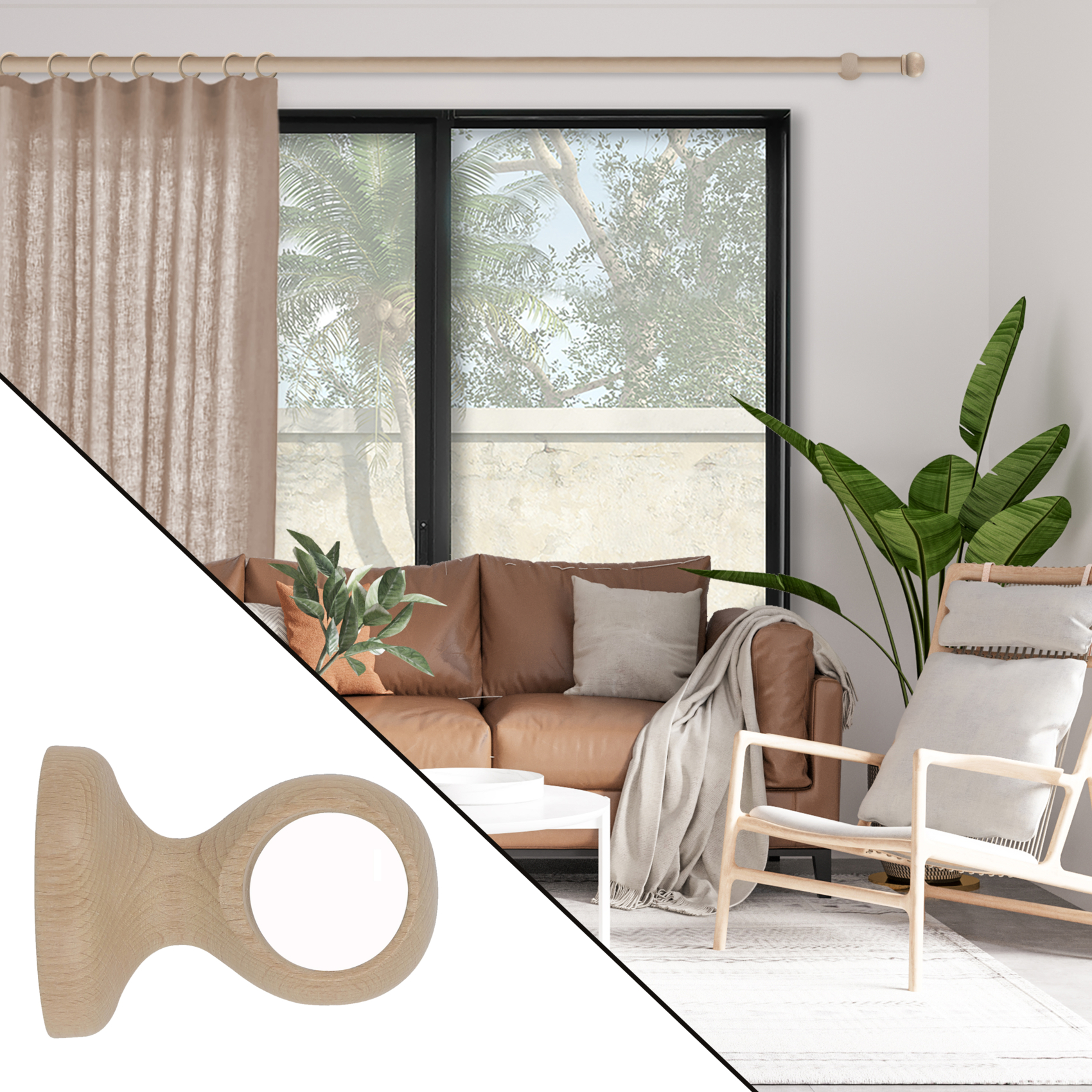 Support de tringle monobloc court