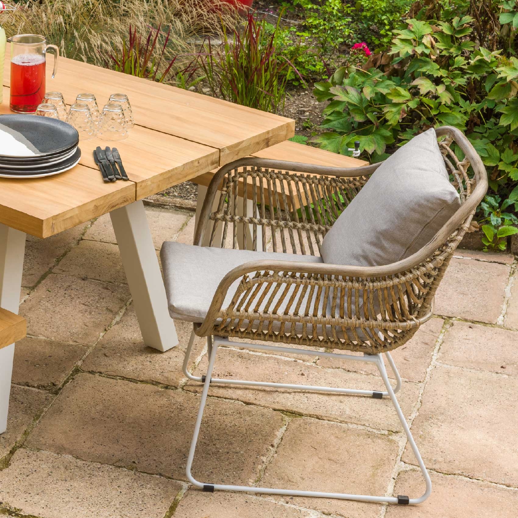 Set de 2 fauteuils en résine tressée imitation rotin — vue 5