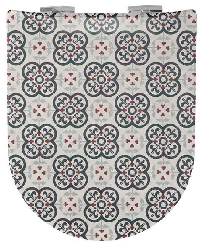 Abattant wood slim avec descente assistée à motifs carreaux de faïence