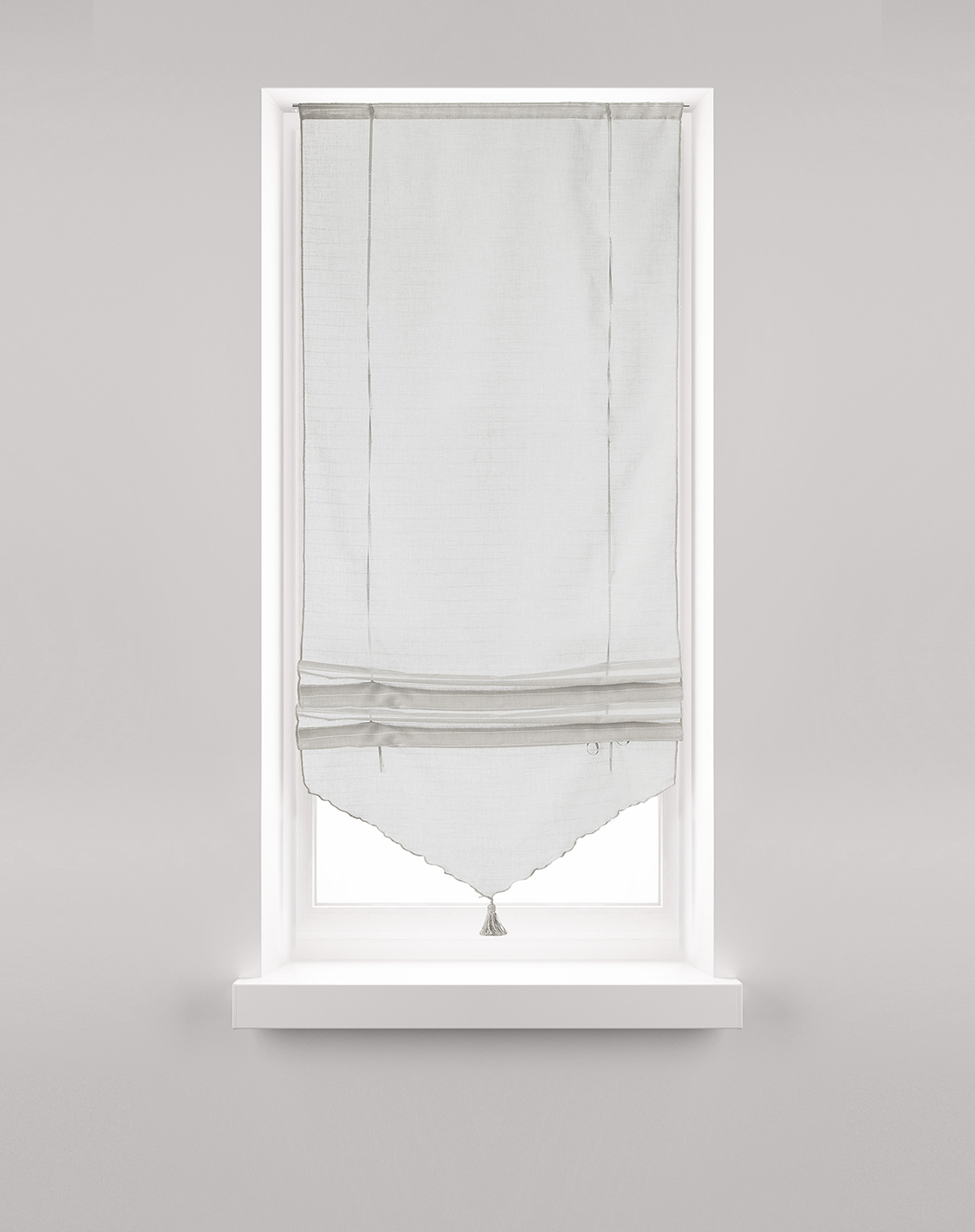 Store Relevable blanc avec Pompon