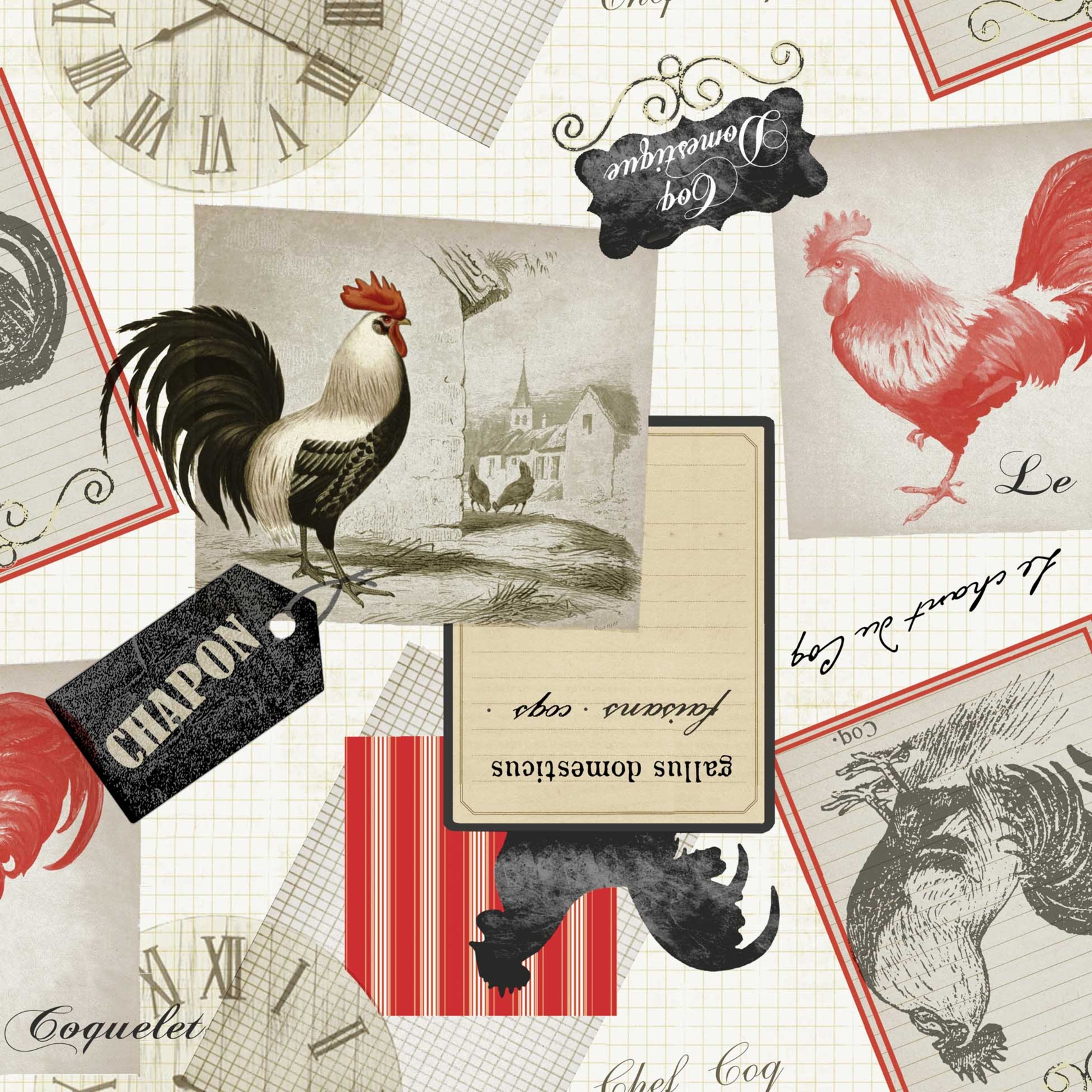 Toile Cirée en PVC Imprimé Le chant du Coq