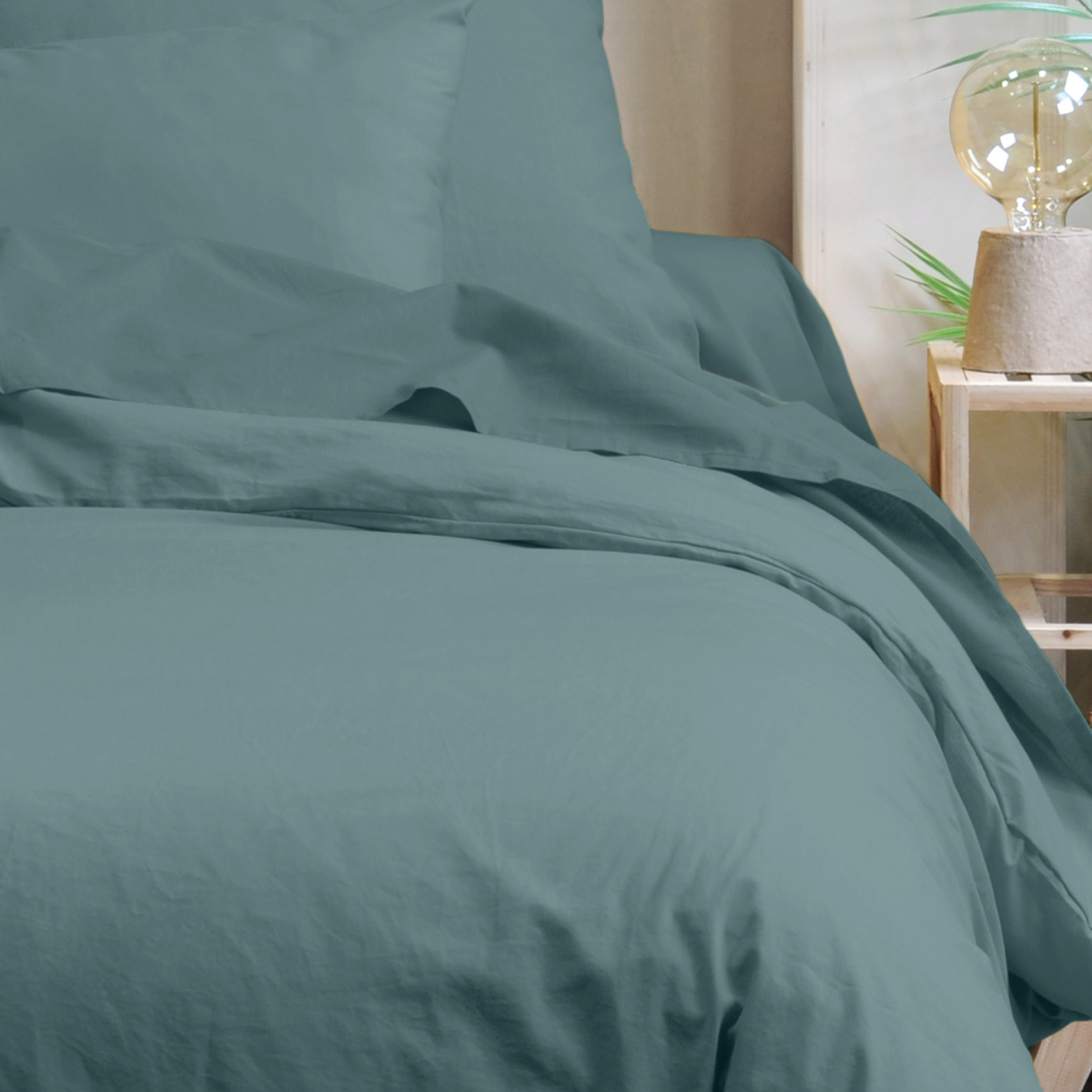 Taie de traversin unie en coton bio — vue 3