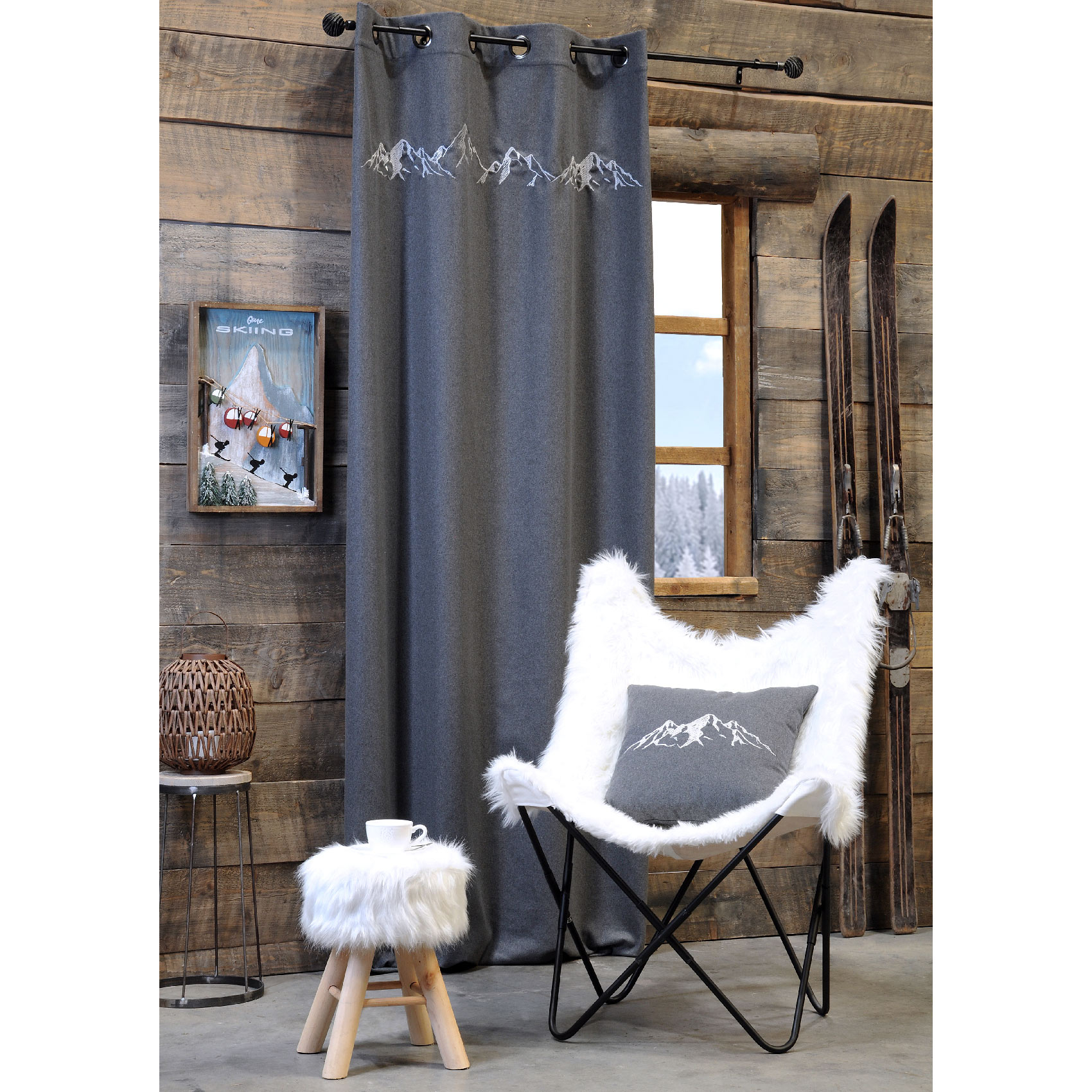 Rideau d'ameublement brodé montagne — vue 4