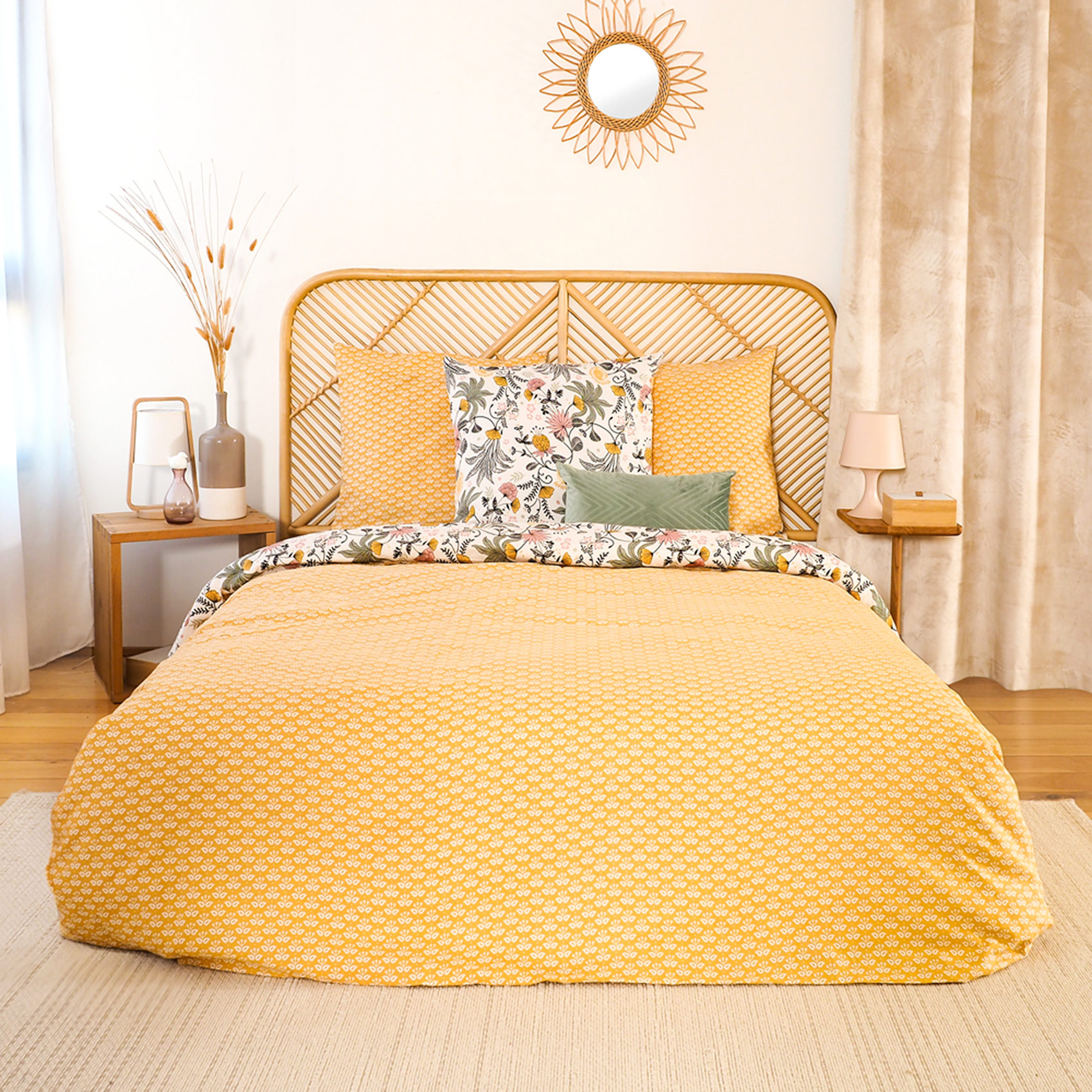 Parure fleurie en satin de coton bio — vue 3