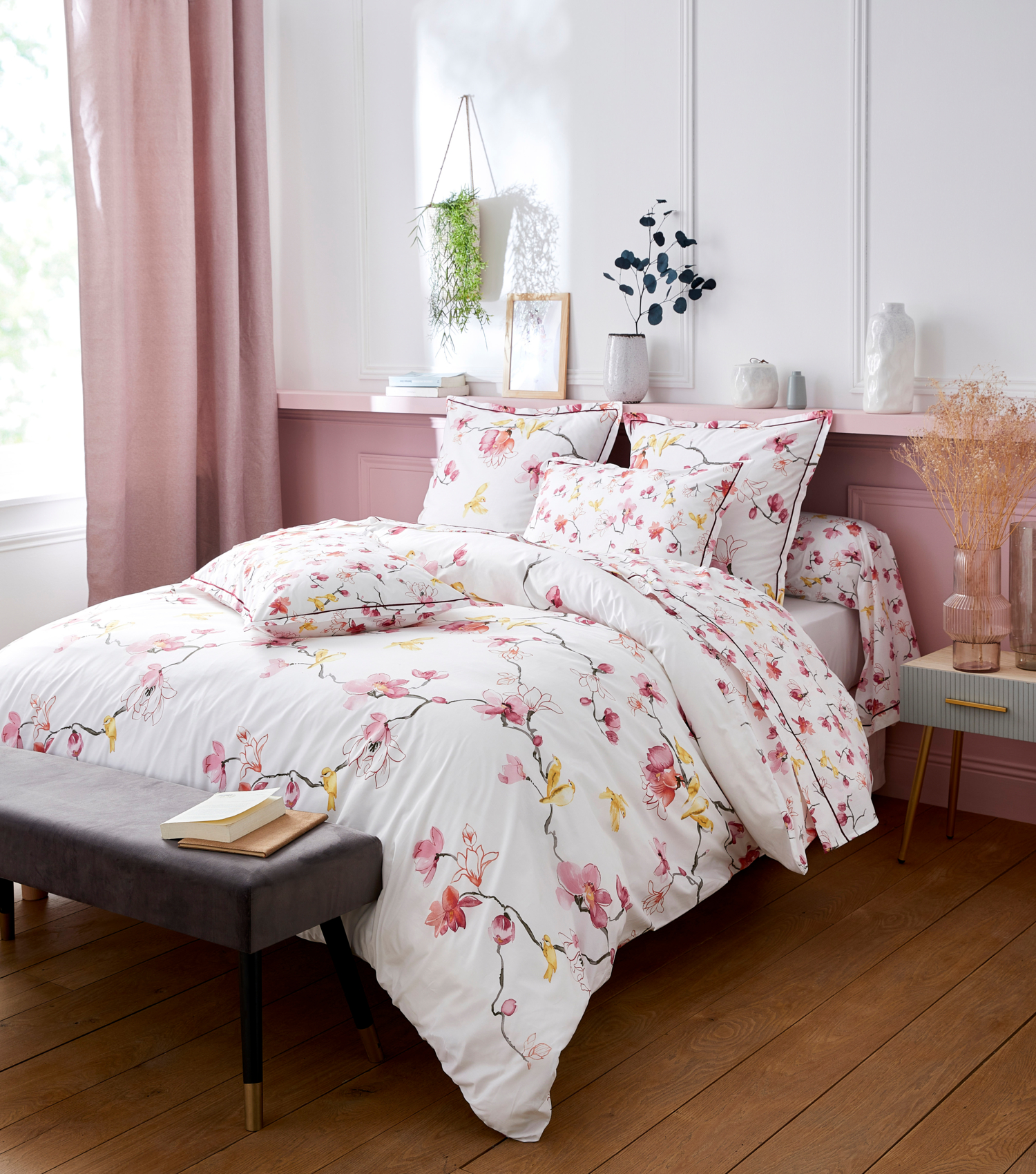 Taie d'oreiller imprimée fleurs et oiseaux — vue 4