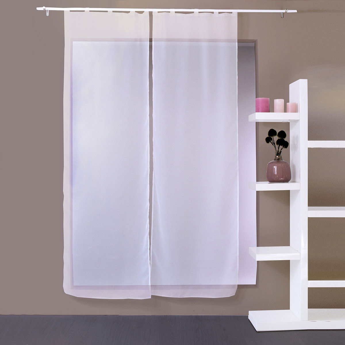 Paire de petits voilages droits à 5 passants