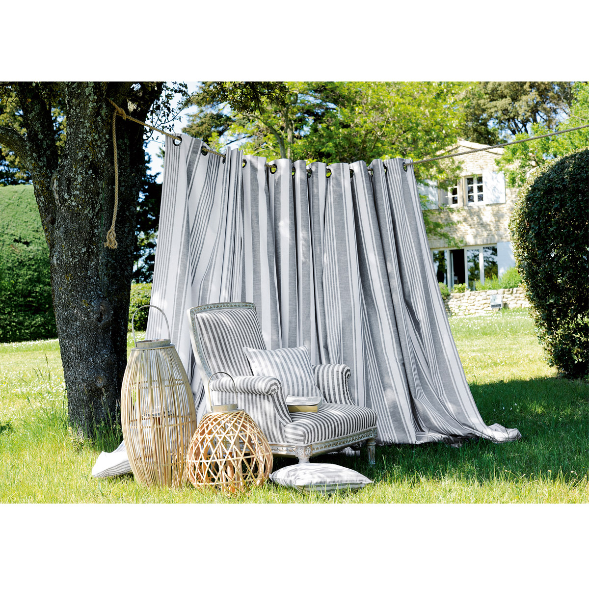 Rideau tamisant effet rayures d'antan — vue 5