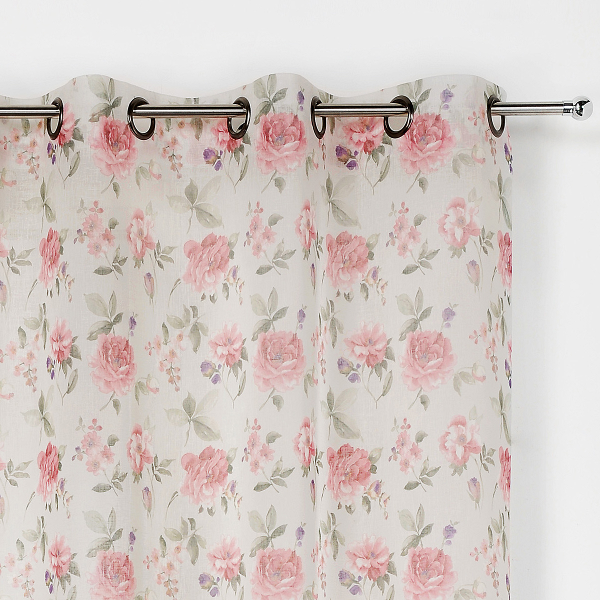 Voilage en poly/lin imprimé rose — vue 4