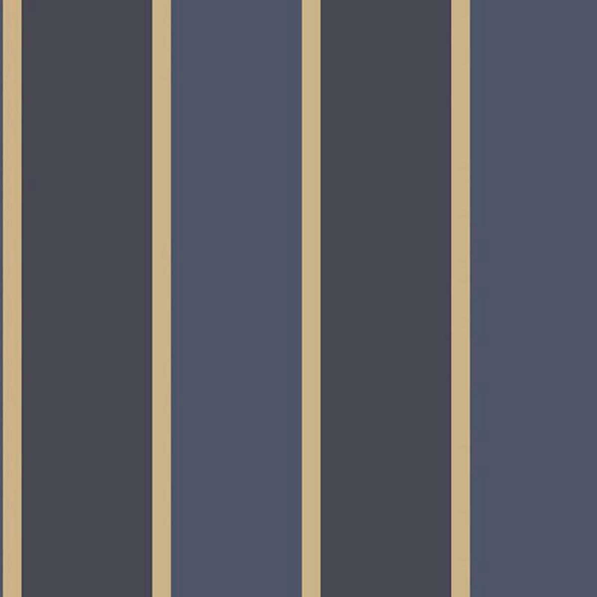 Papier peint LUTECE imprimé rayures bleues et or