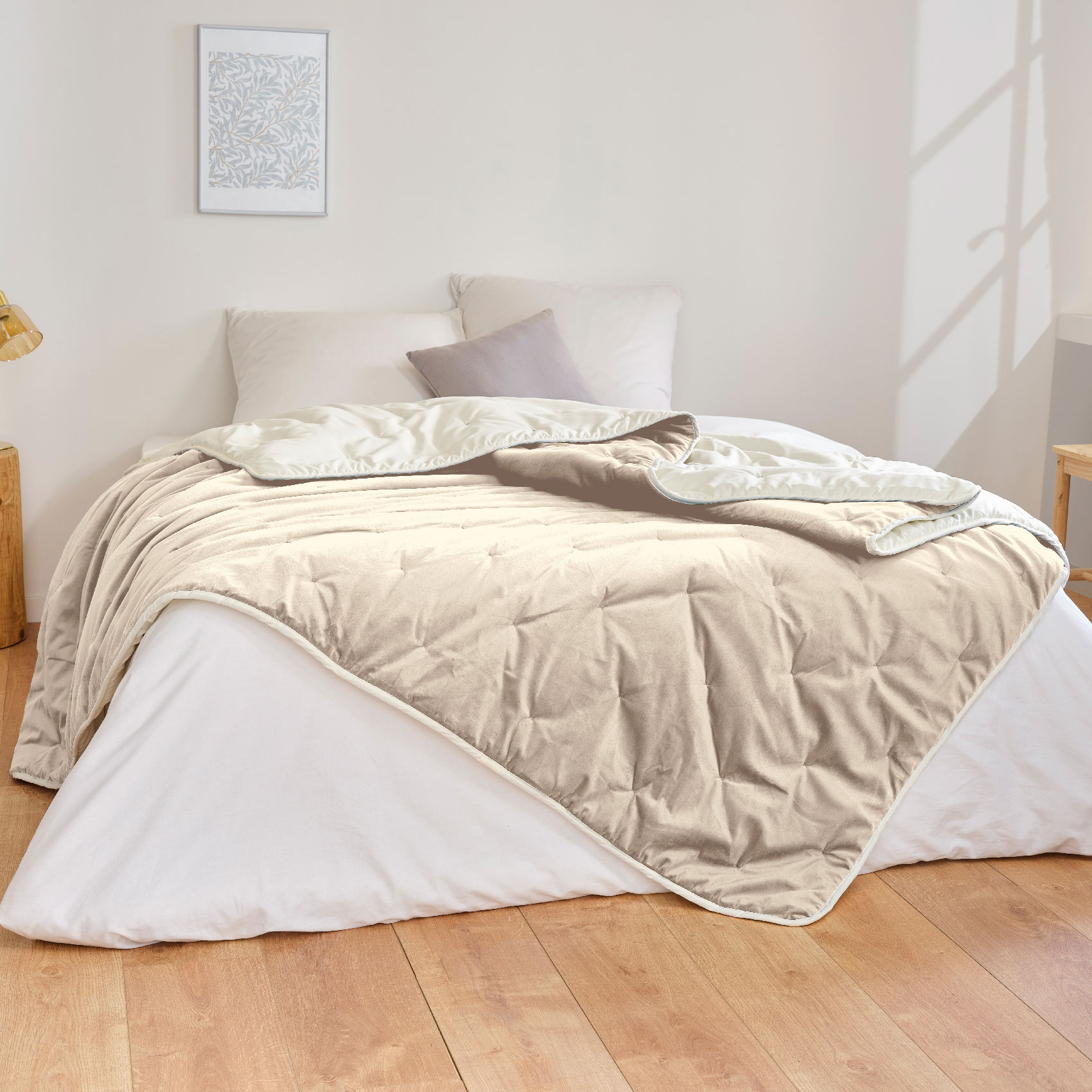 Jeté de lit réversible en velours et microfibre — vue 4