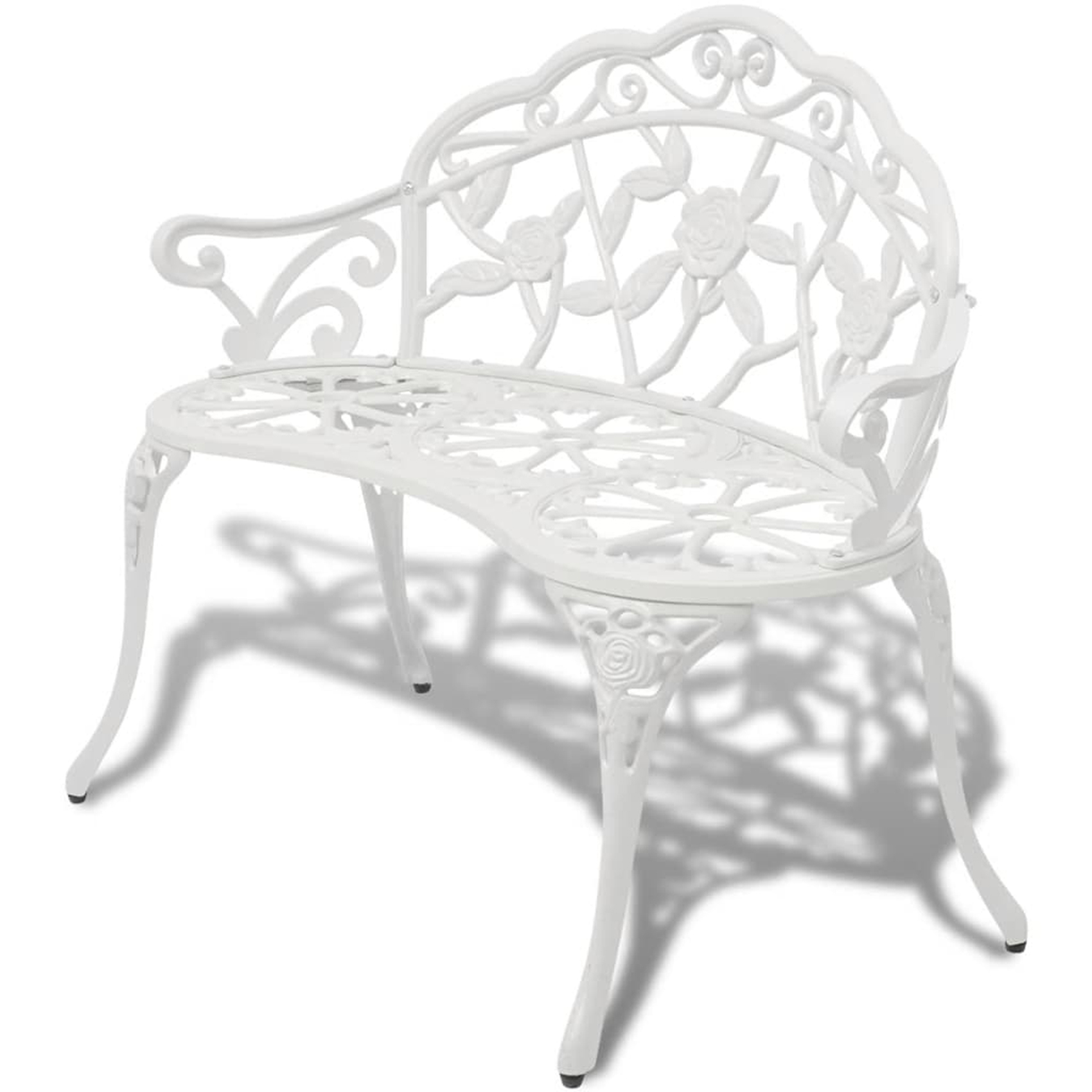 Banc de jardin motifs roses en aluminium — vue 3