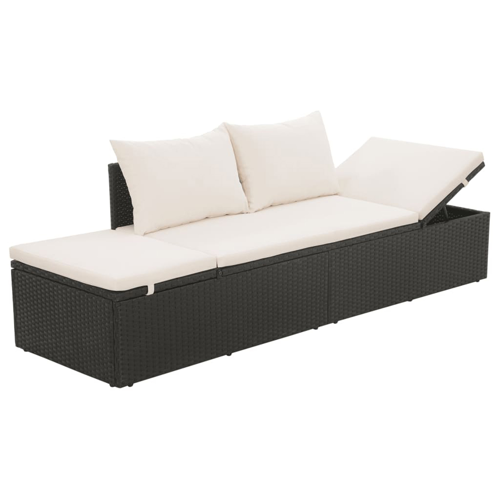 Lit de jardin en résine tressée avec coussin — vue 3