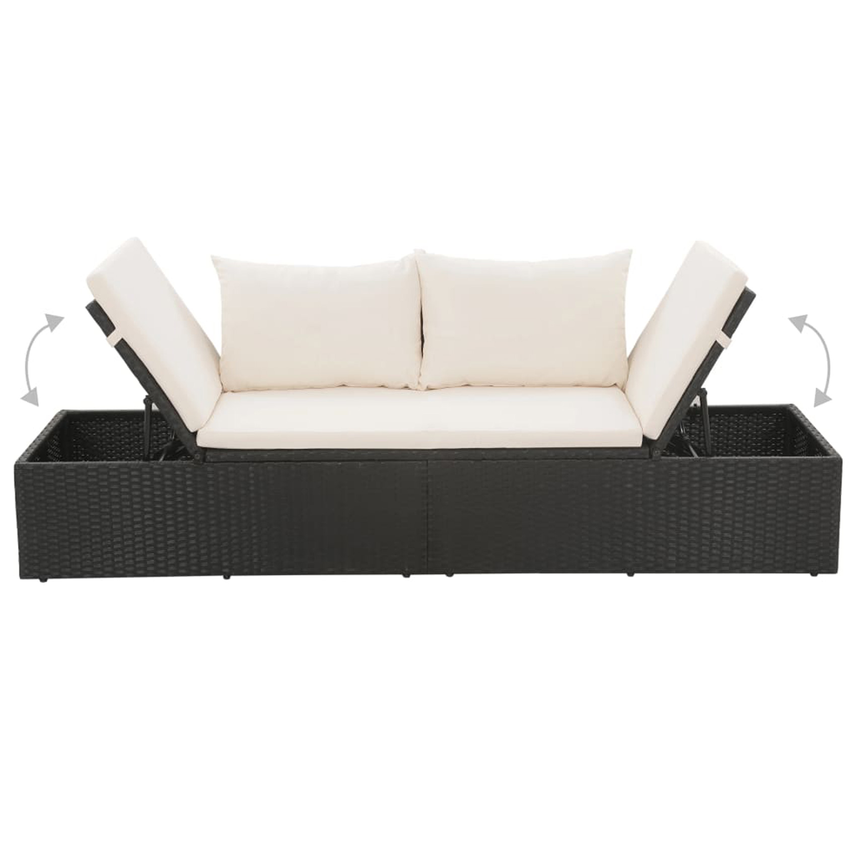 Lit de jardin en résine tressée avec coussin — vue 4