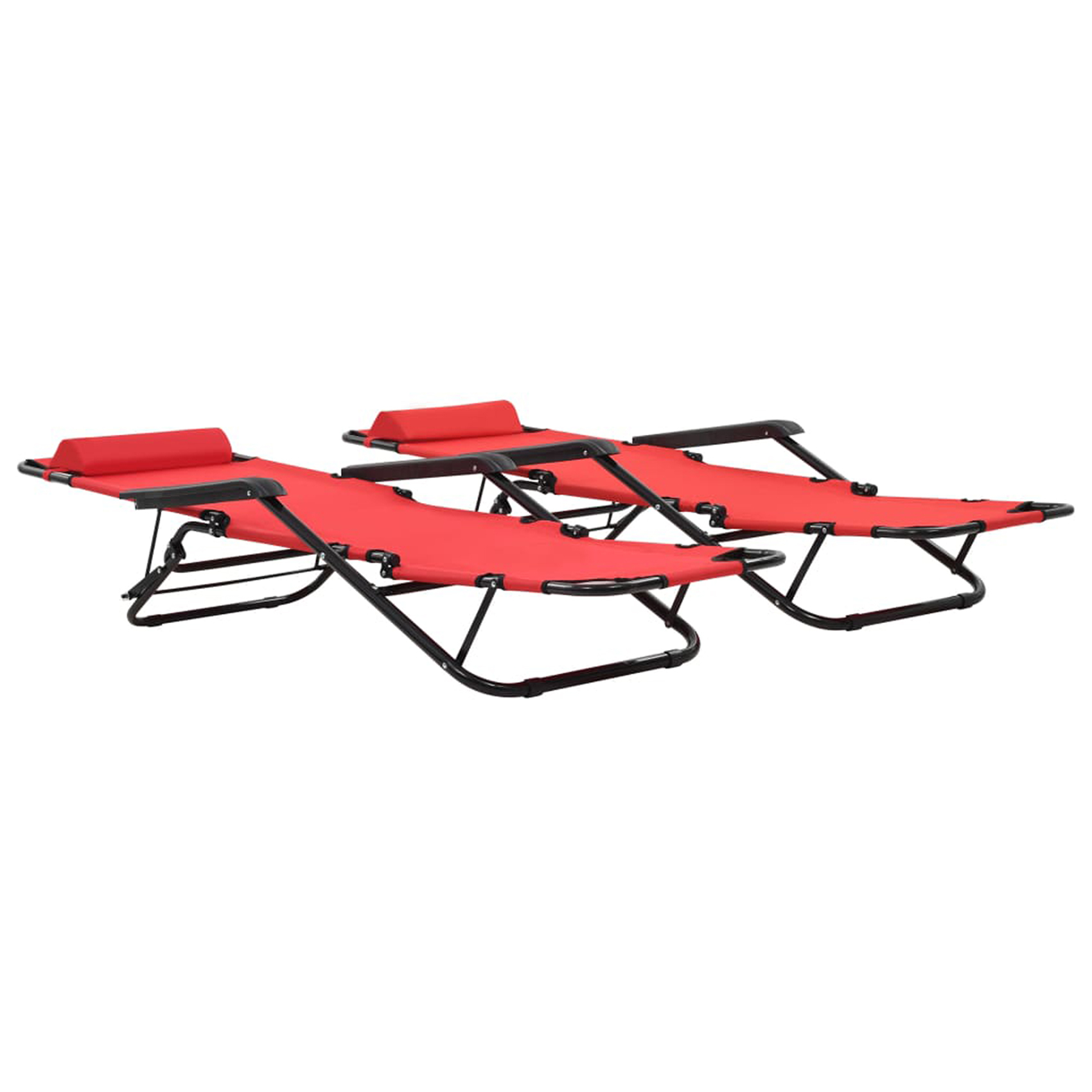 Set de 2 chaises longues pliables avec repose pied — vue 3