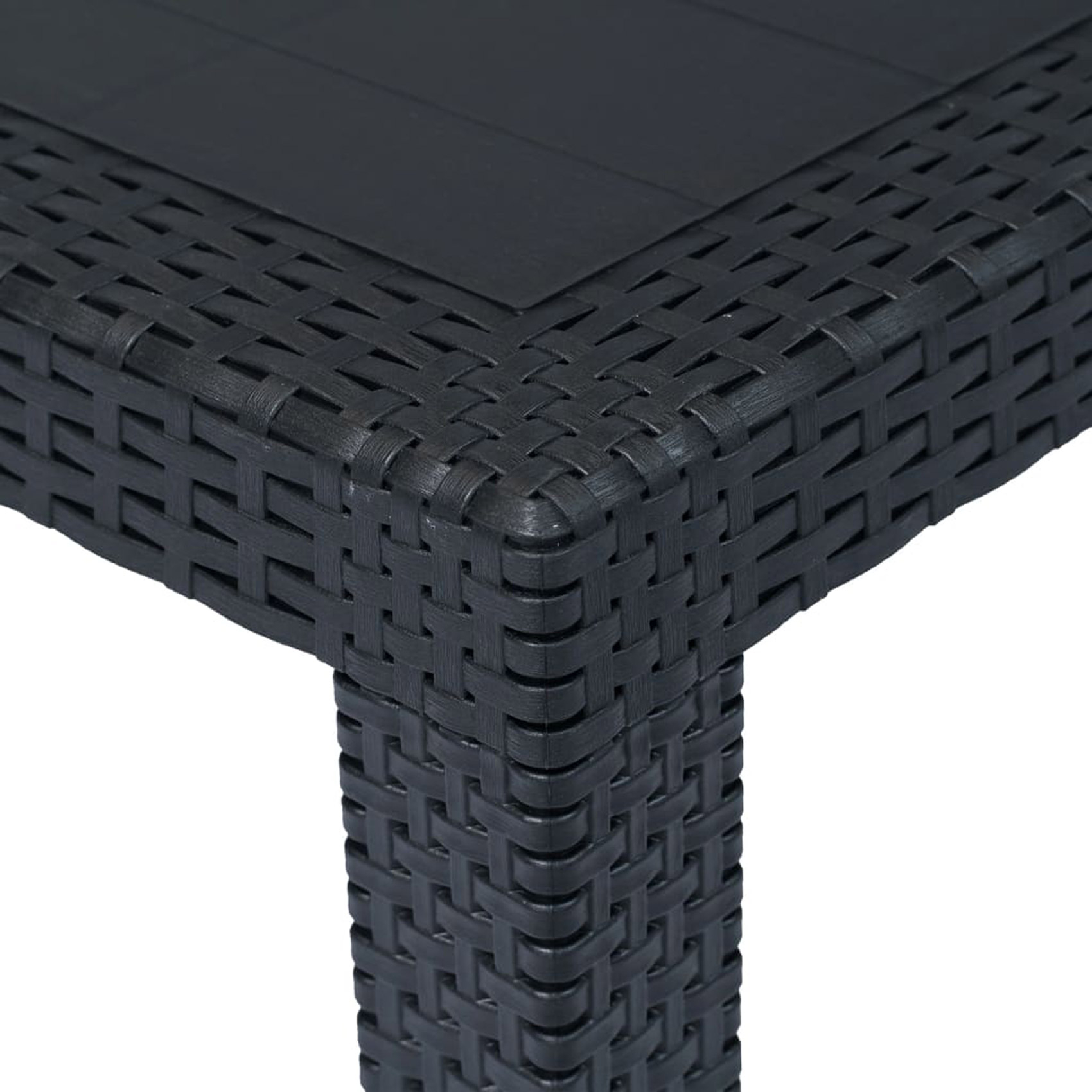Table de jardin anthracite aspect rotin — vue 3