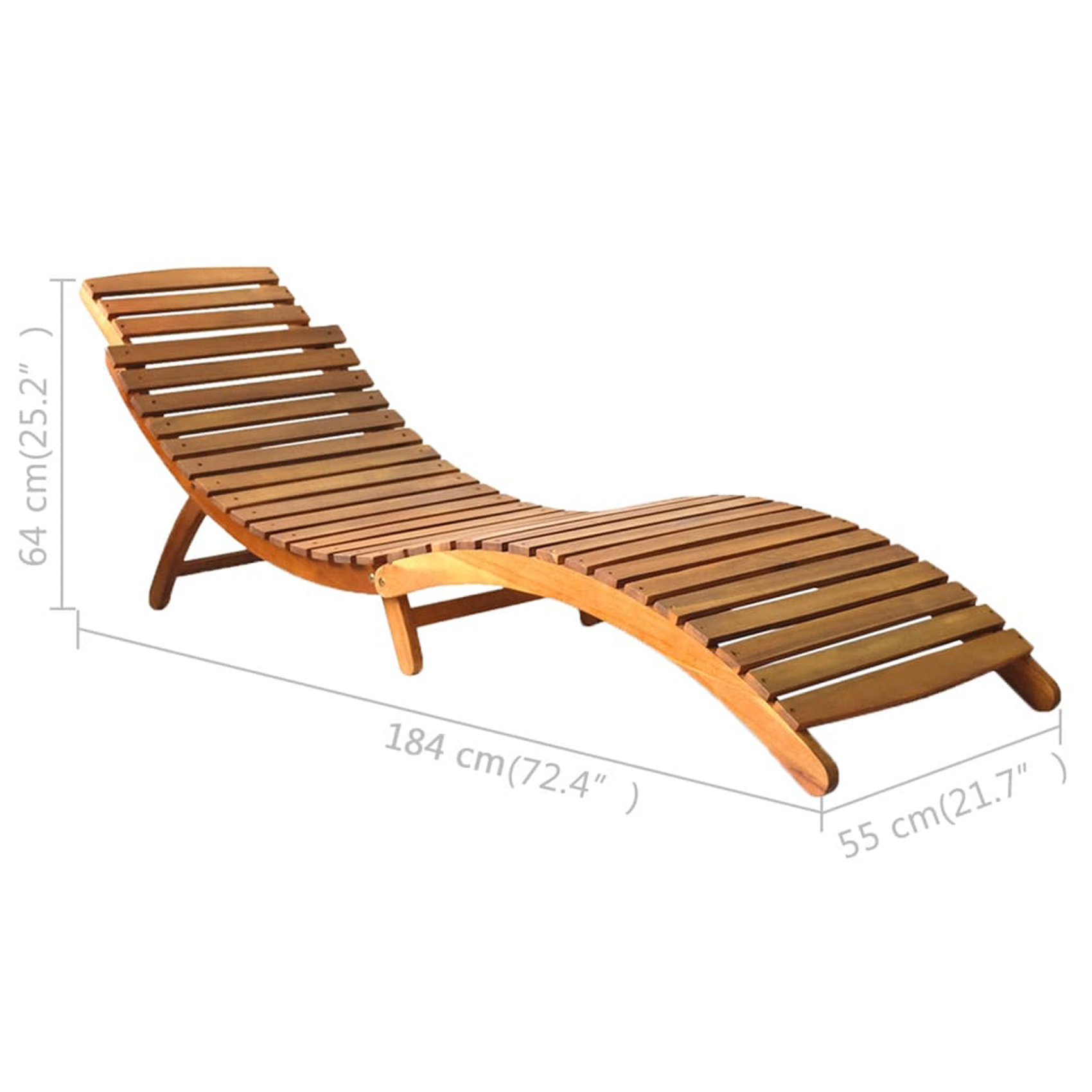 Chaise longue en bois d'acacia — vue 6