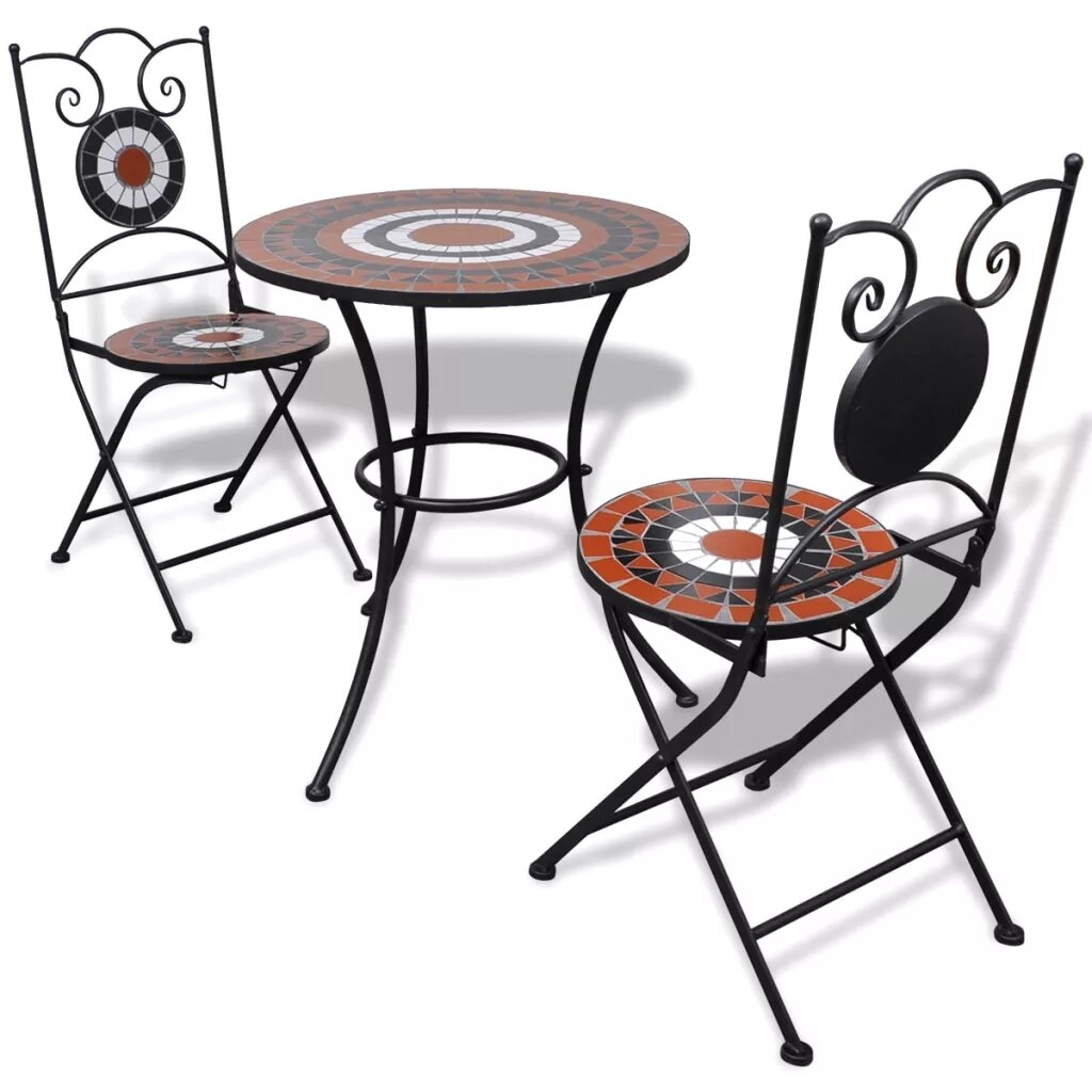Ensemble bistro 3 à carreaux en céramique