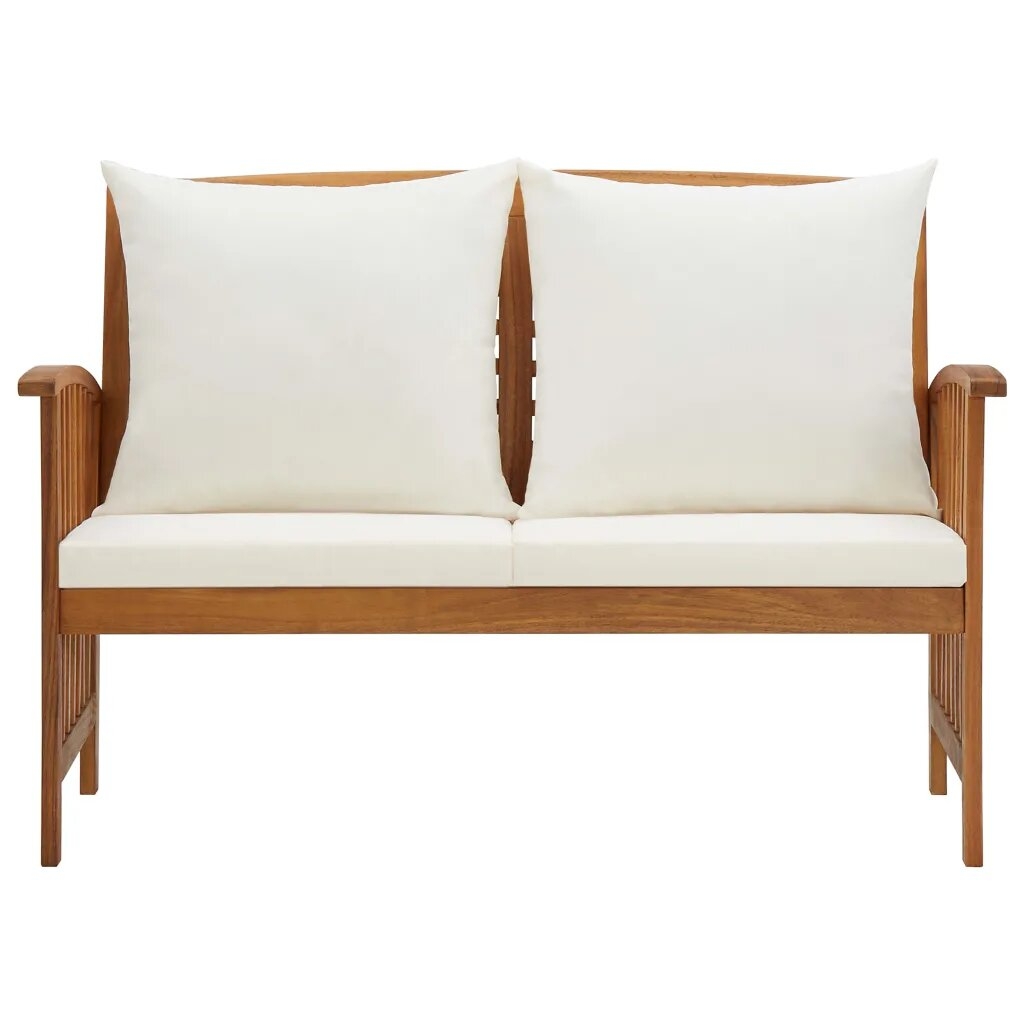 Banc en acacia avec coussins — vue 3