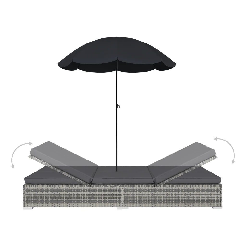 Chaise longue de jardin avec parasol — vue 4