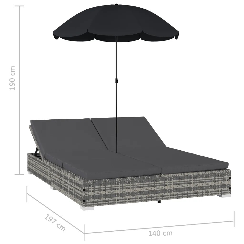 Chaise longue de jardin avec parasol — vue 3