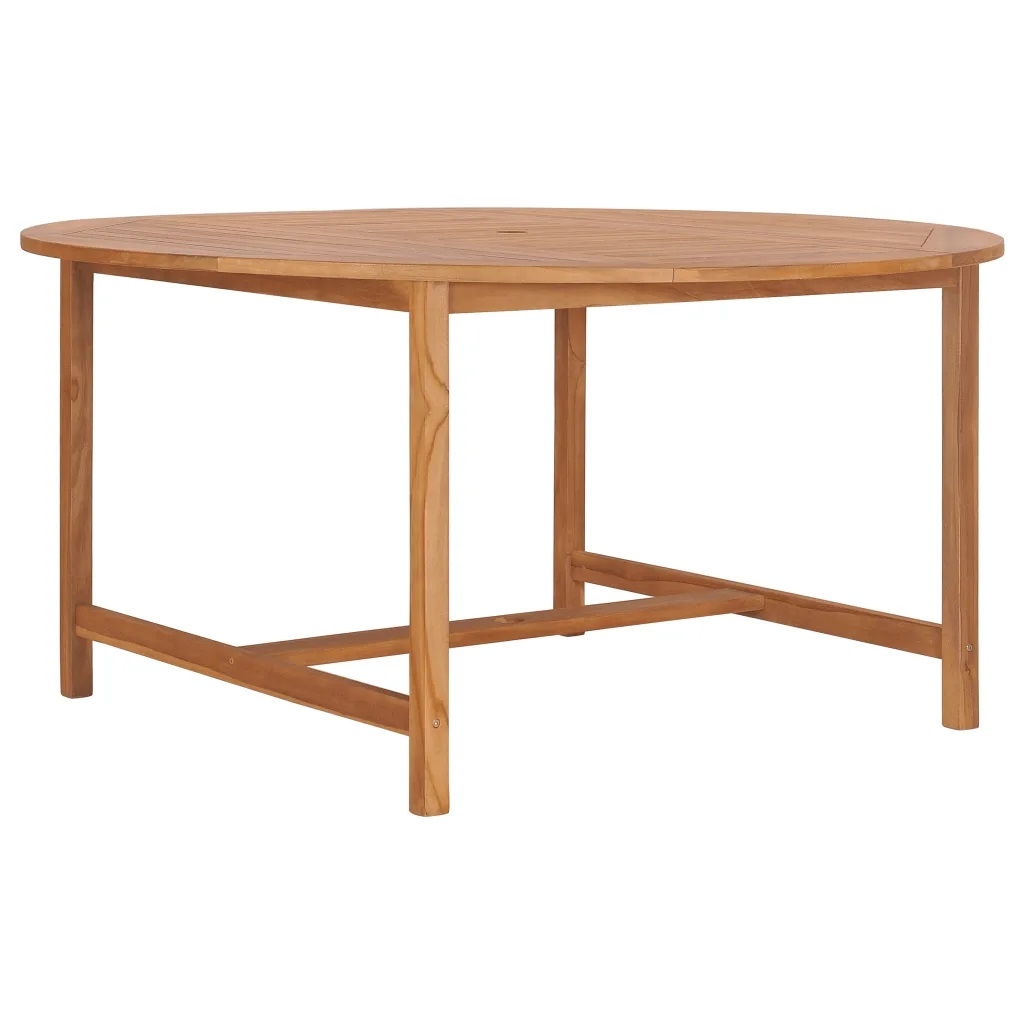 Table de jardin ronde en bois — vue 3