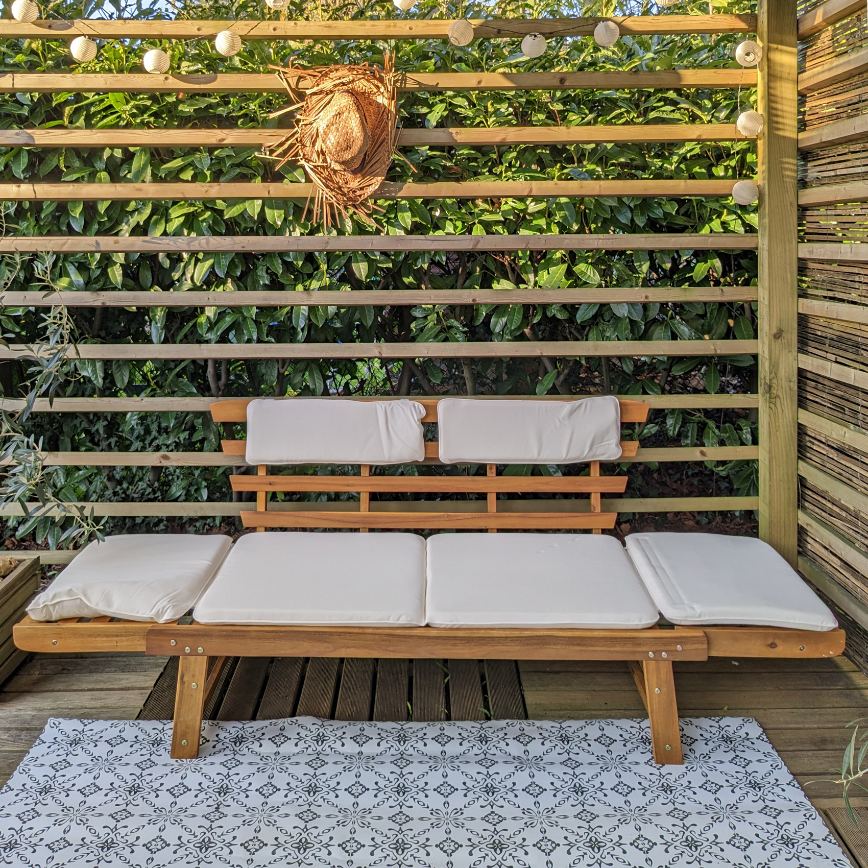 Banc de jardin avec coussins 2-en-1 — vue 4