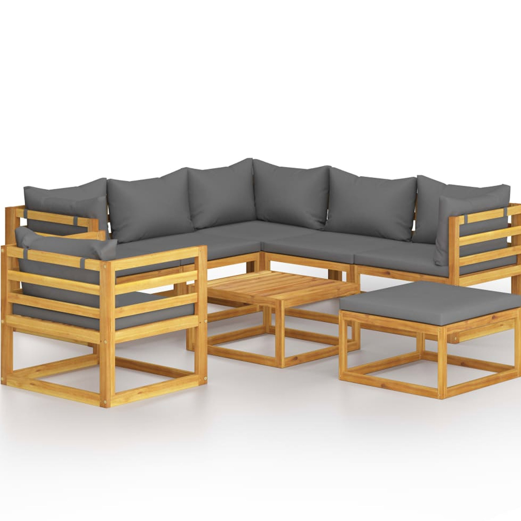Salon de jardin 8 pcs en acacia avec coussin — vue 3