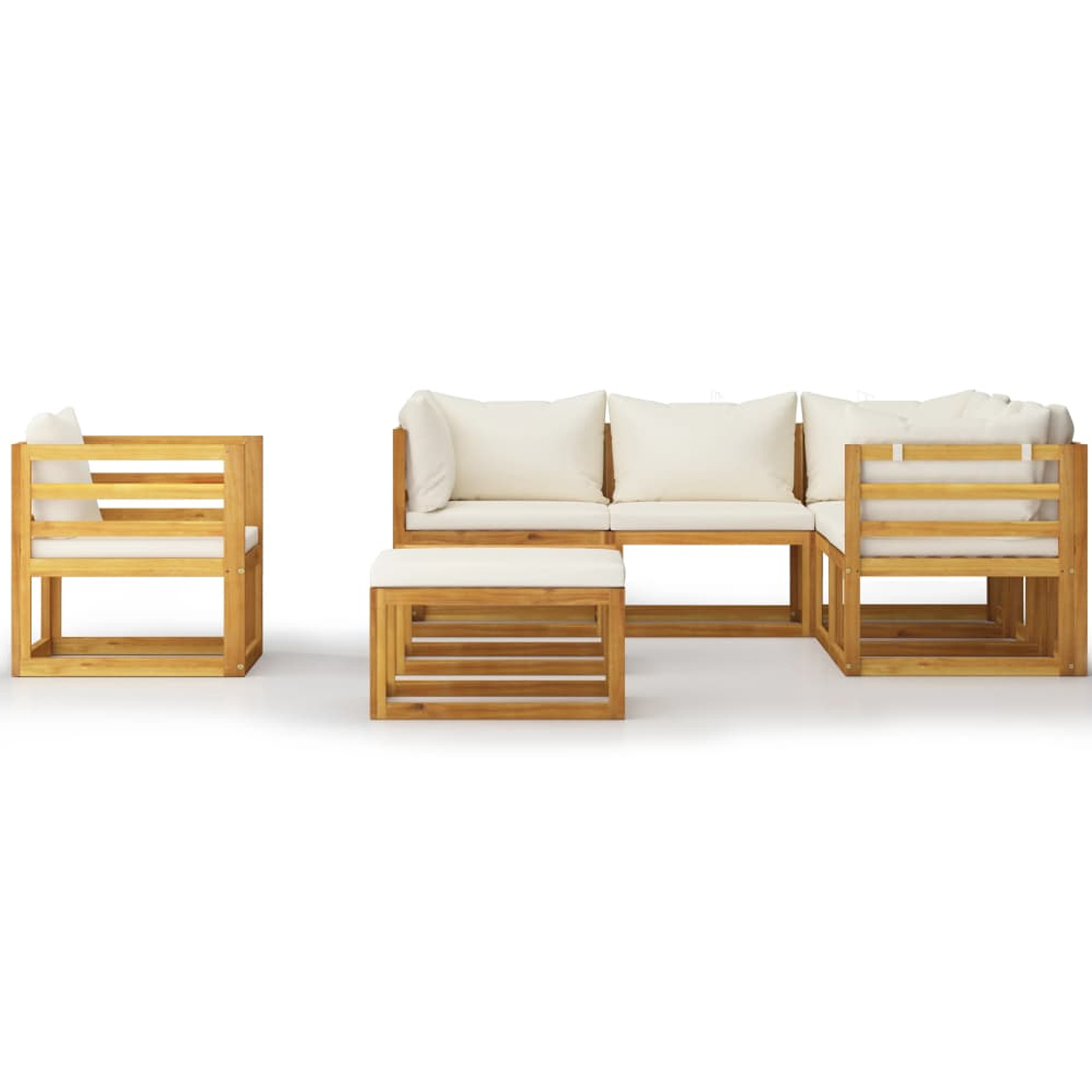 Salon de jardin 8 pcs en acacia avec coussin — vue 3