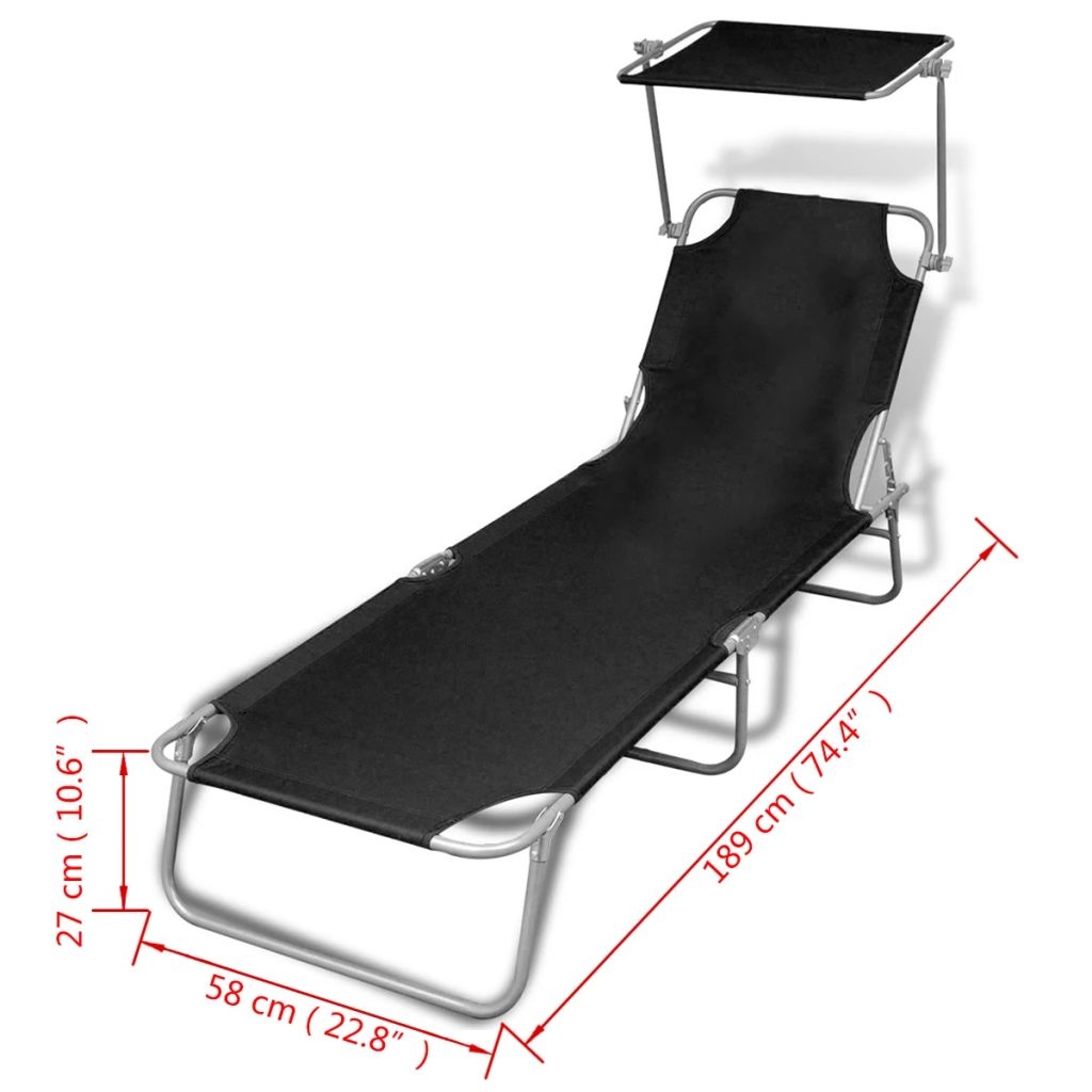Chaise longue pliable avec auvent — vue 6