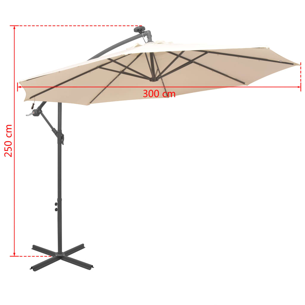 Parasol déporté Ø 300 cm avec éclairage LED — vue 6