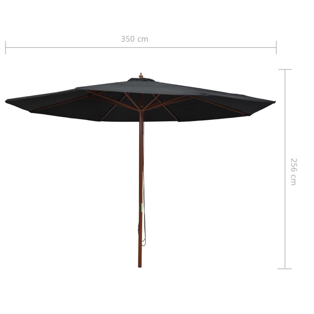 Parasol droit avec mât en bois Ø 350 cm — vue 6