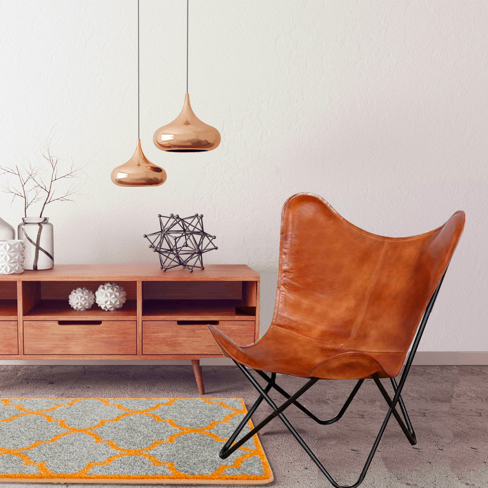 Chaise papillon en cuir