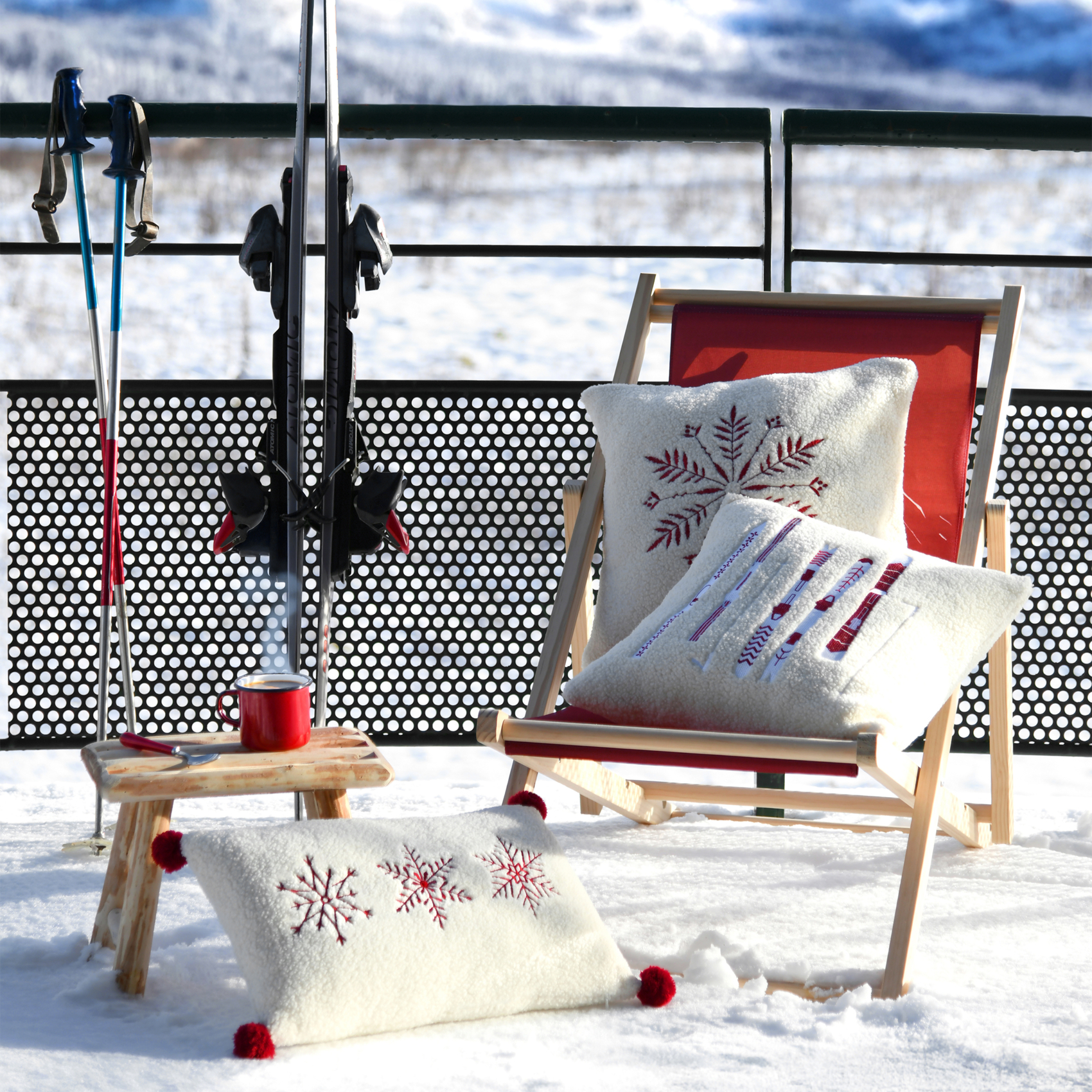 Coussin décoratif effet bouclette style montagne — vue 4