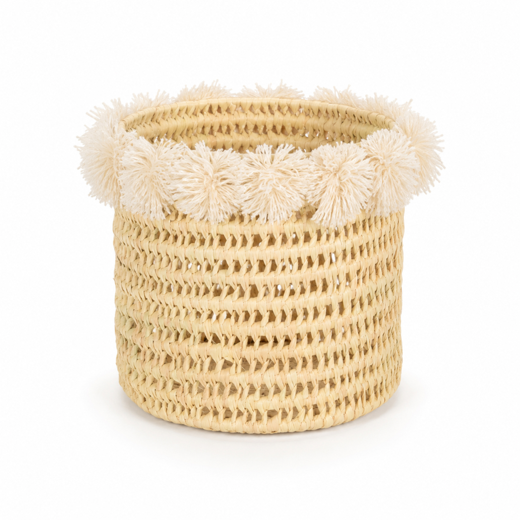 Cache-pot tressé avec pompons