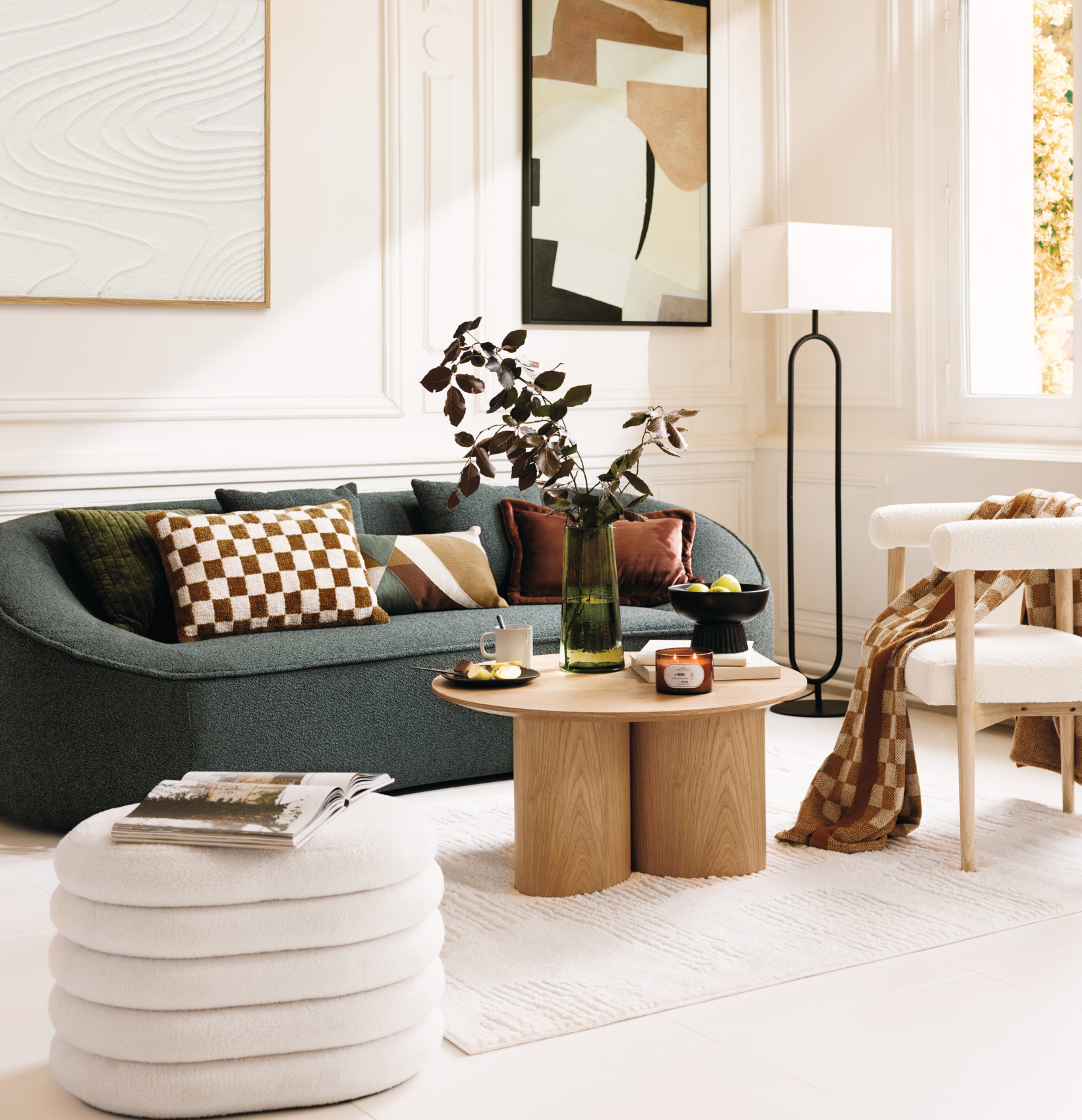 Canapé fixe 3 places en bouclette au design organique — vue 6