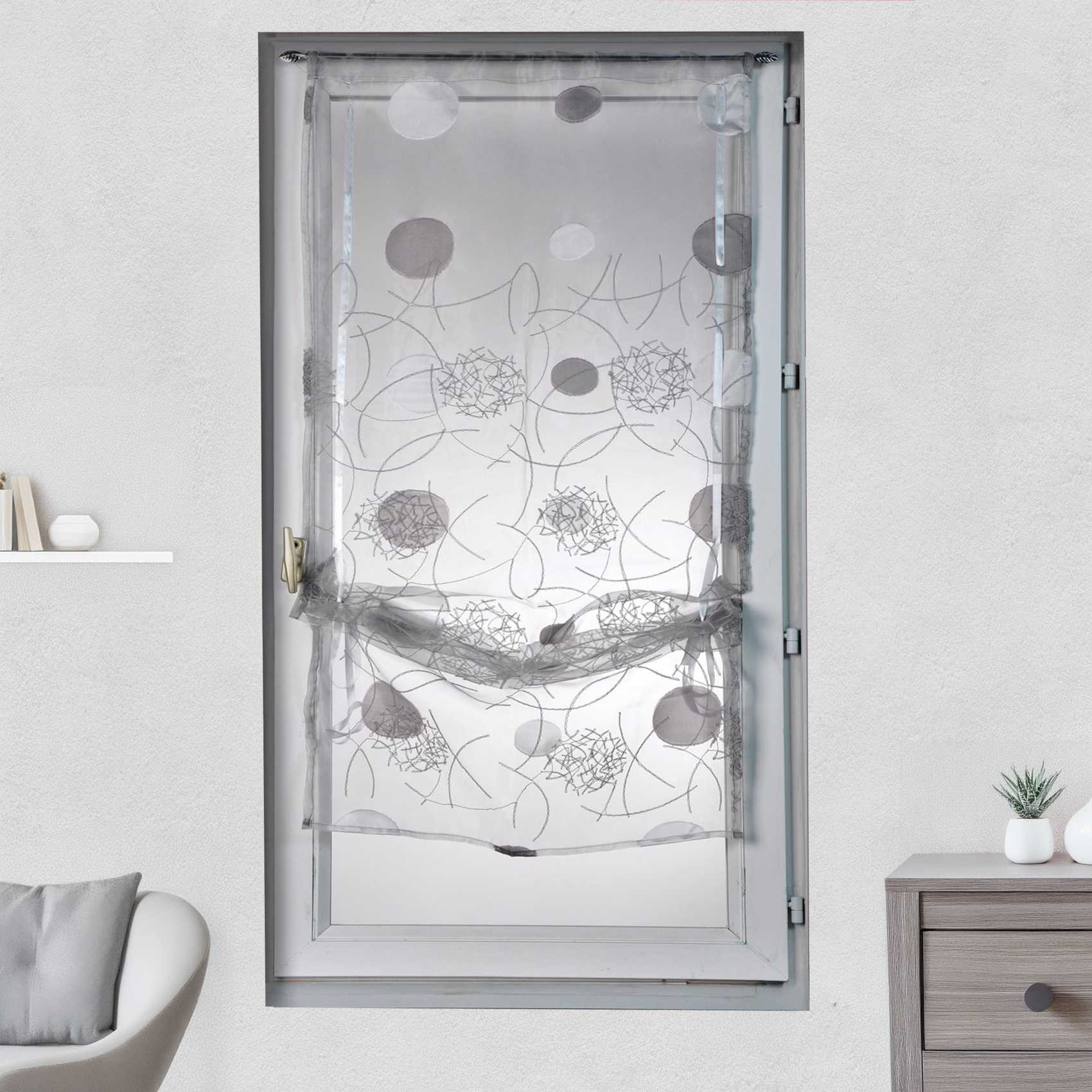 Petit voilage en organza jacquard à remonter