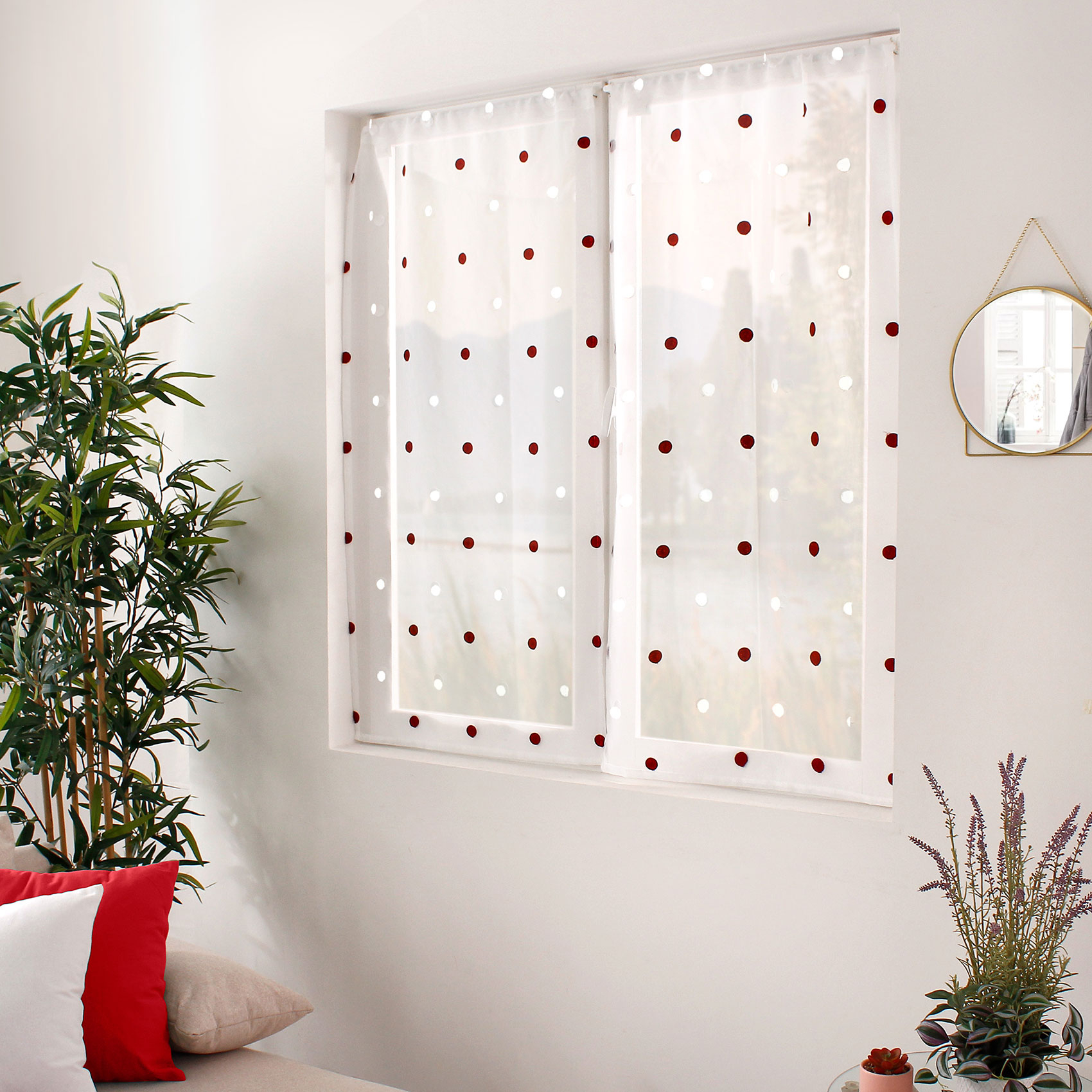 Paire de petits voilages droits à pois colorés — vue 6