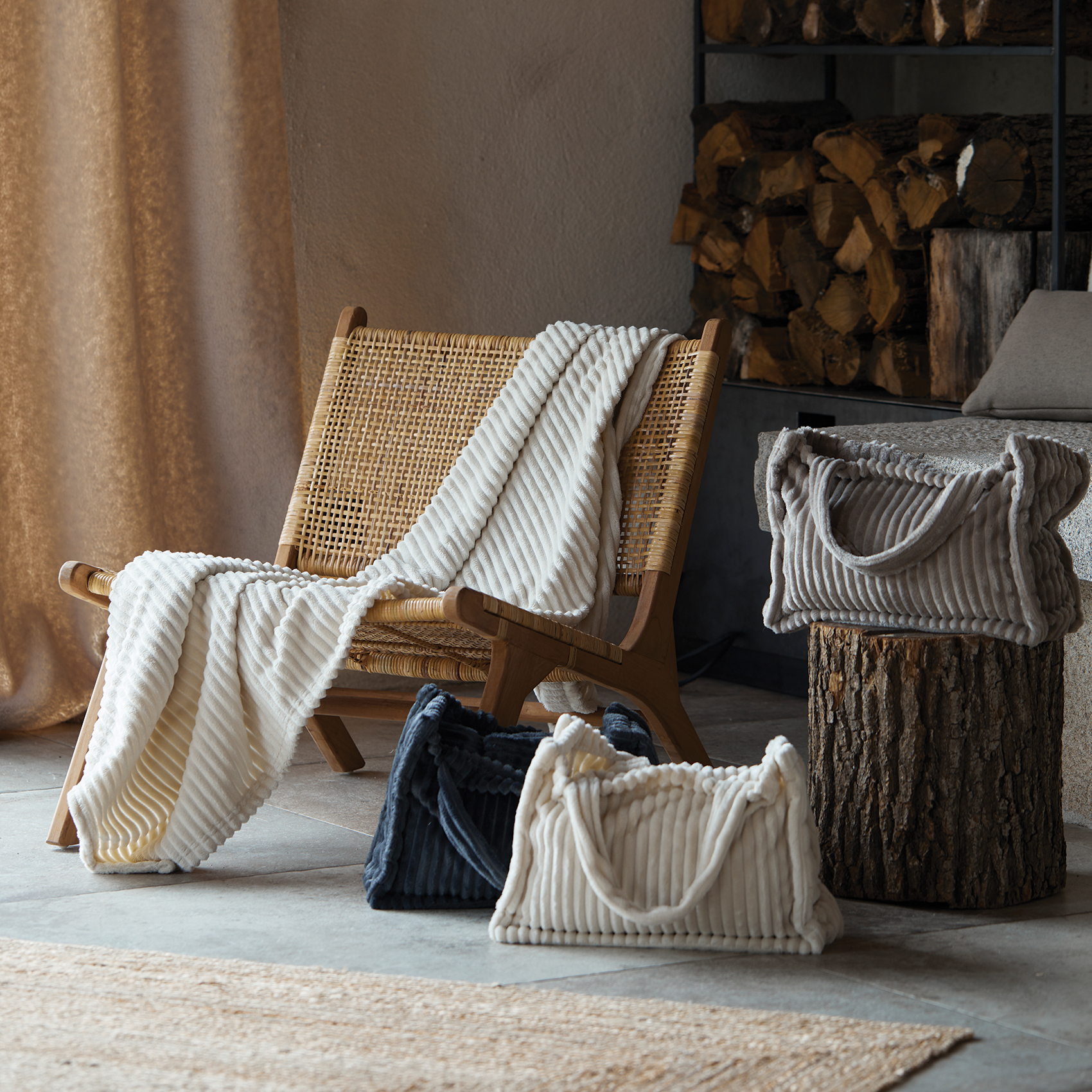 Ensemble plaid et sac doux côtelé — vue 5