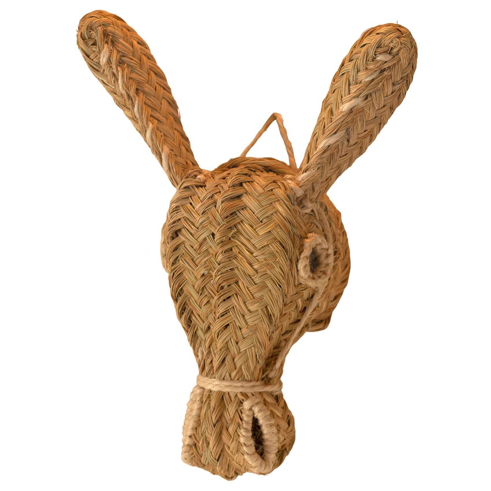 Déco murale tête d'âne en paille XL