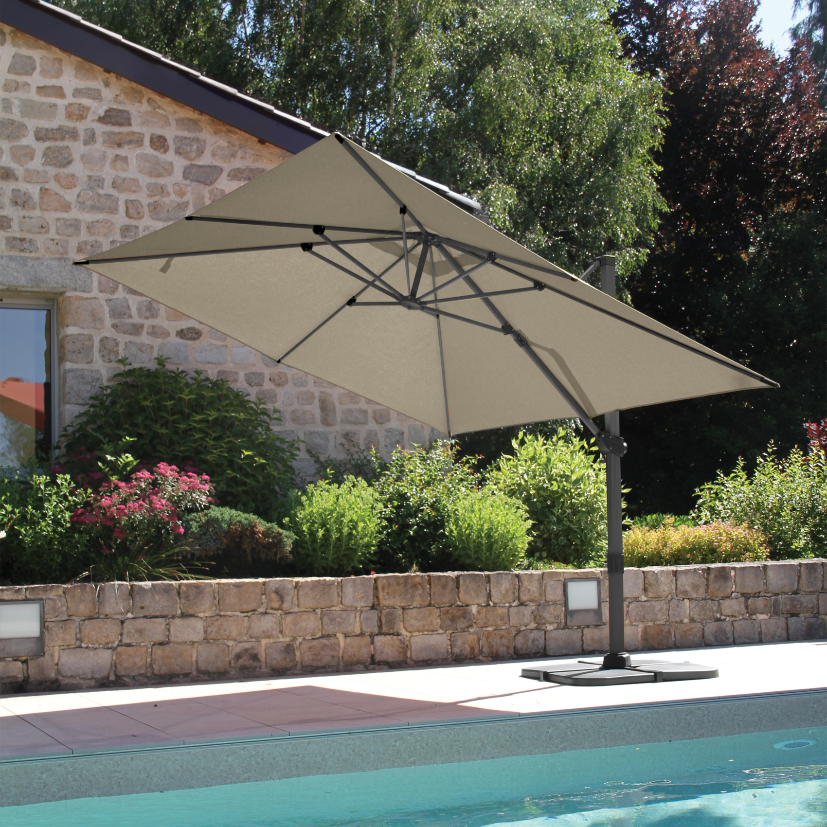Grand parasol rectangulaire avec rotation 360° — vue 5